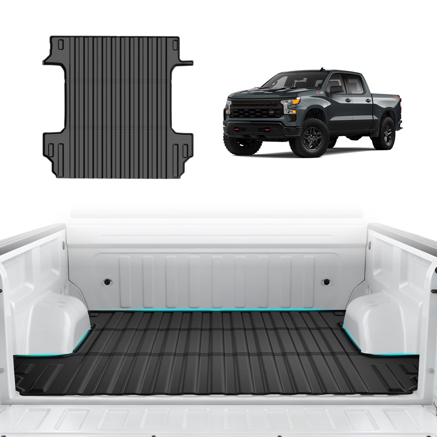 SPEEDWOW Cargo Mat for 2019-2026 Chevy Silverado/GMC Sierra 1500, 5.8FT Trunk Bed Mat Heavy Duty Fit All Weather Protection TPE Pickup Liner