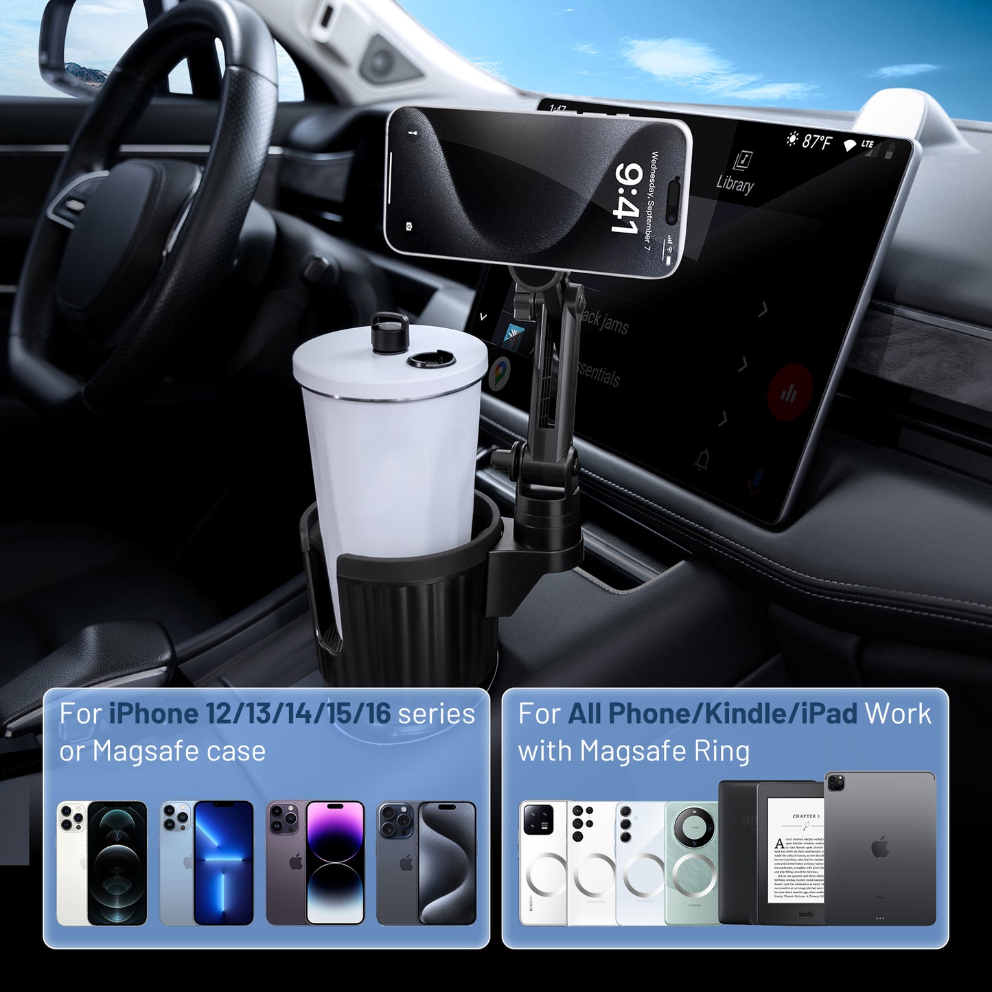 SPEEDWOW 15X Stronger Magnet Car Phone Holder, MagSafe Cup Mount Compatible with iPhone 16/15/14/13/12 Series & All MagSafe Cases, 360° Rotatable Universal Phone Mount for Car Dashboard/Air Vent/Flat