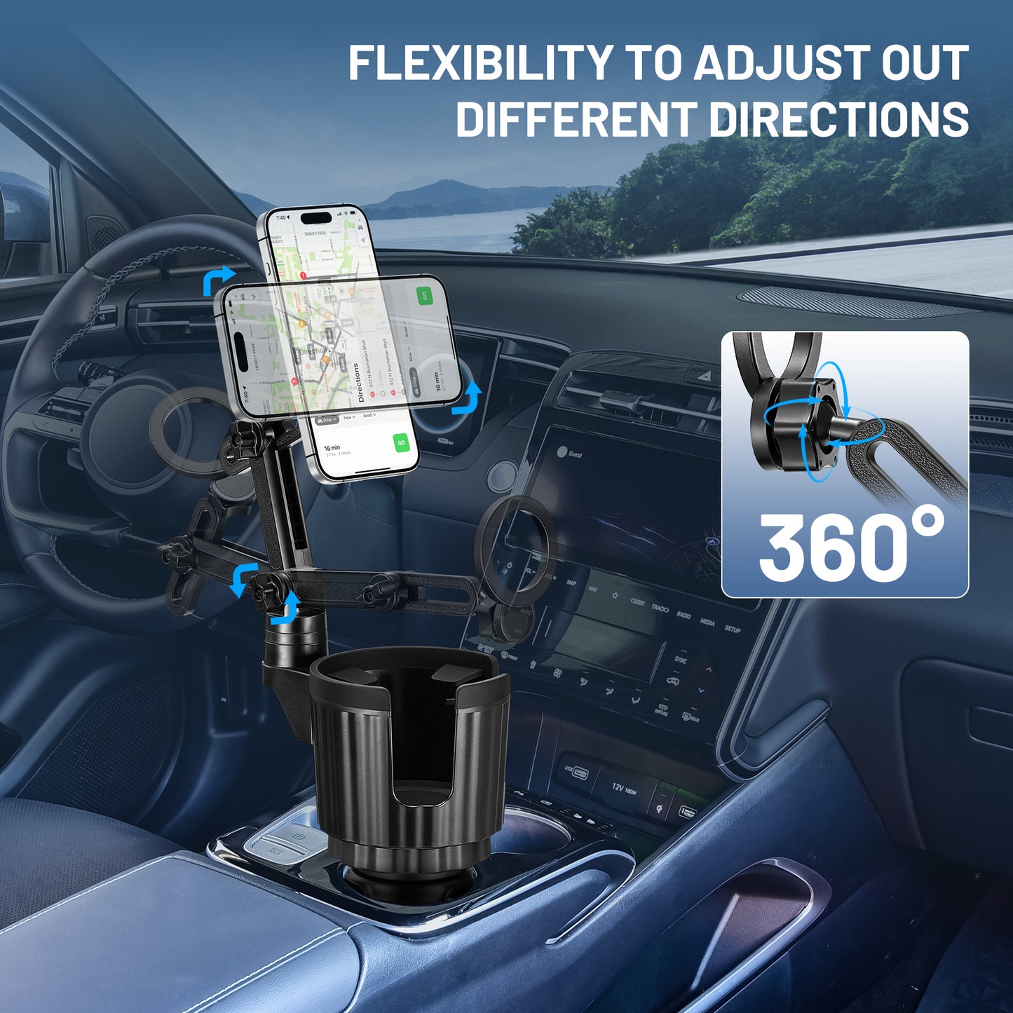 SPEEDWOW 15X Stronger Magnet Car Phone Holder, MagSafe Cup Mount Compatible with iPhone 16/15/14/13/12 Series & All MagSafe Cases, 360° Rotatable Universal Phone Mount for Car Dashboard/Air Vent/Flat