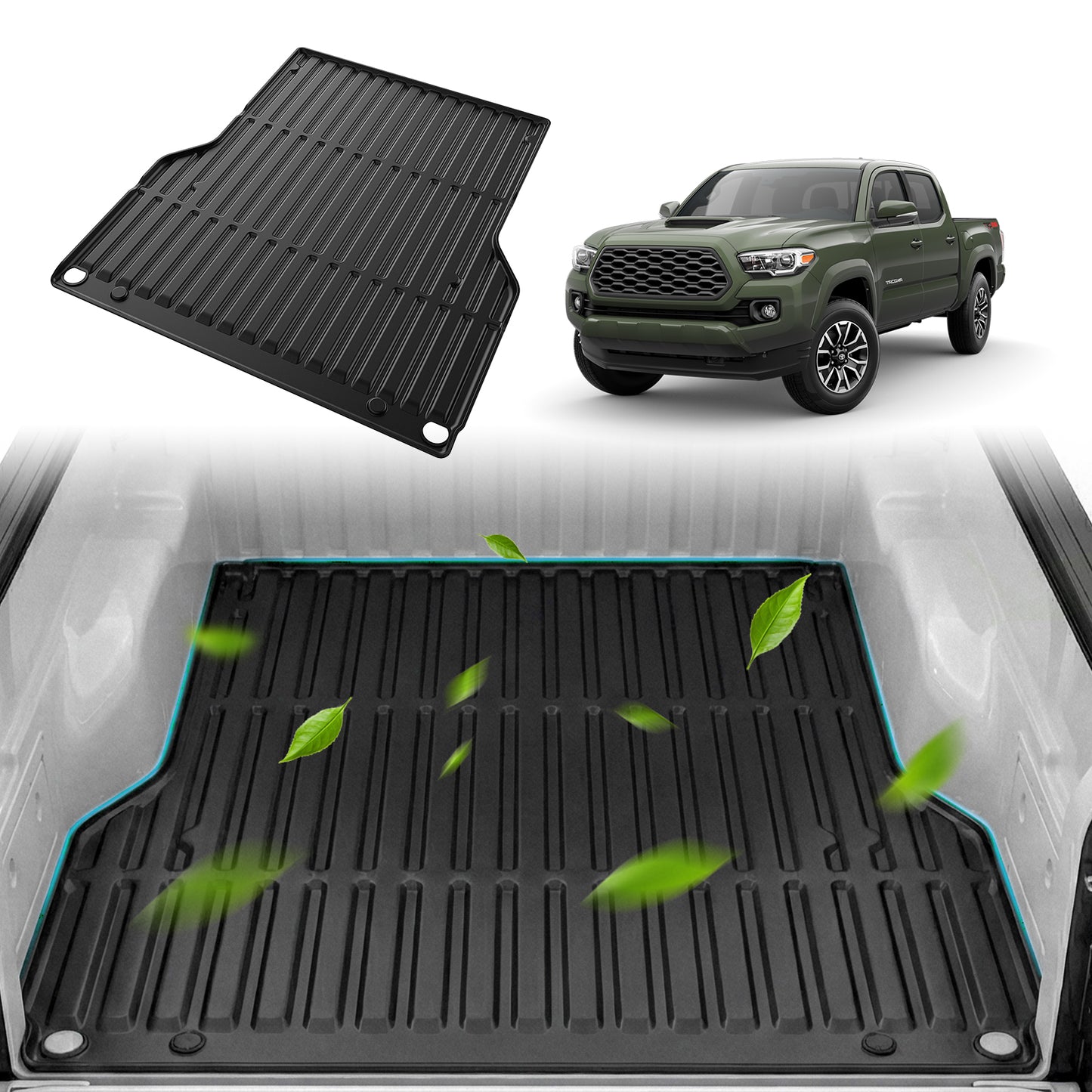 SPEEDWOW Cargo Mat,5FT Waterproof TPE Trunk Bed Mat Fits 2005-2023 Toyota Tacoma Tear-Resistant Heavy-Duty Rubber, Non-Slip Protection
