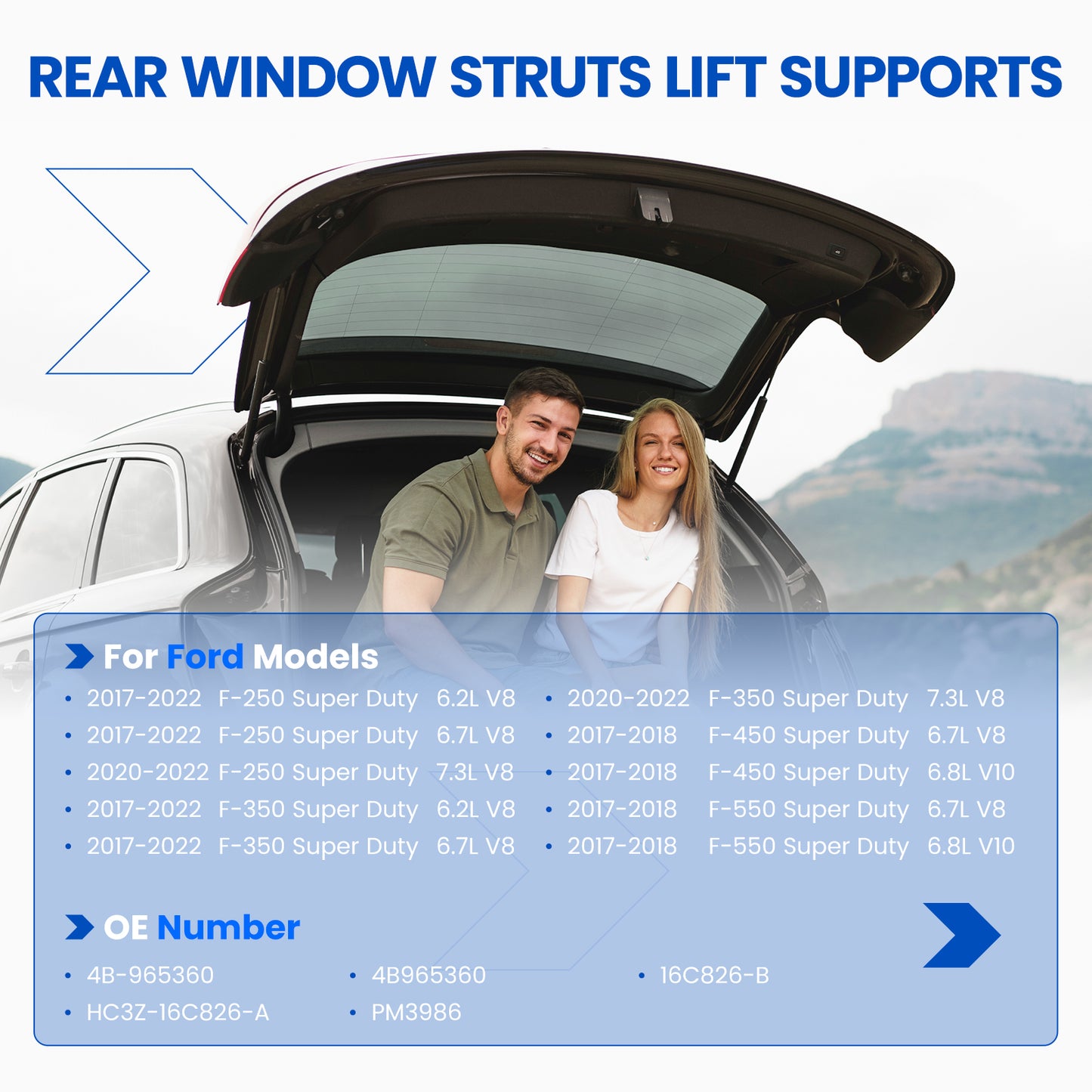 SPEEDWOW Rear Hatch Struts Lift Support,17.2In Gas Struts Shocks Spring 4B965360 Tailgate Liftgate Strut for for 2017-2022 F-250 F-350 F-450 F-550 Super Duty(2 Packs)