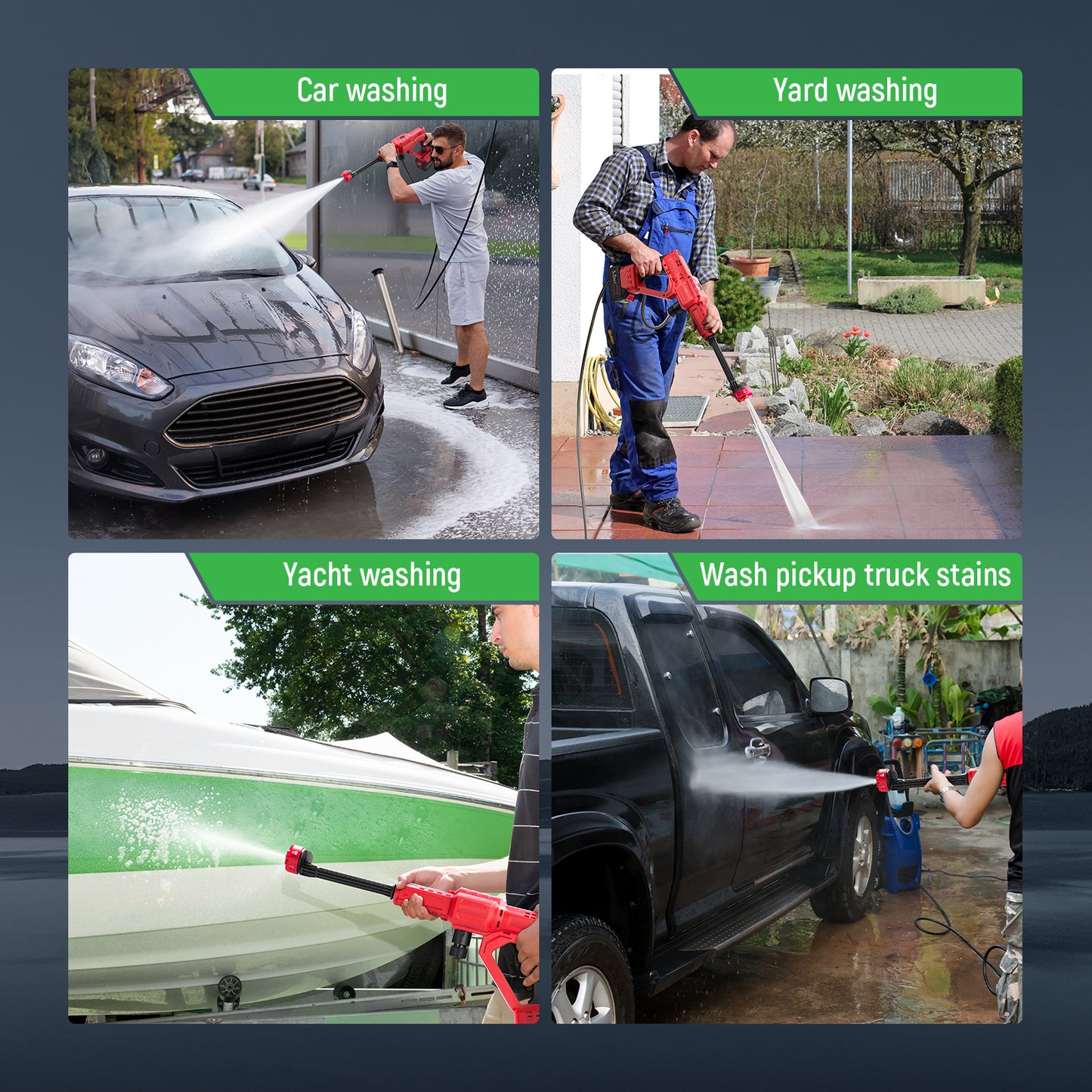 SPEEDWOW 1060 PSI Cordless Pressure Washer, 2.8 GPM High Power Washer with Brushless Motor, 6-in-1 Adjustable Nozzle, Portable Power Cleaner for Car & Yard