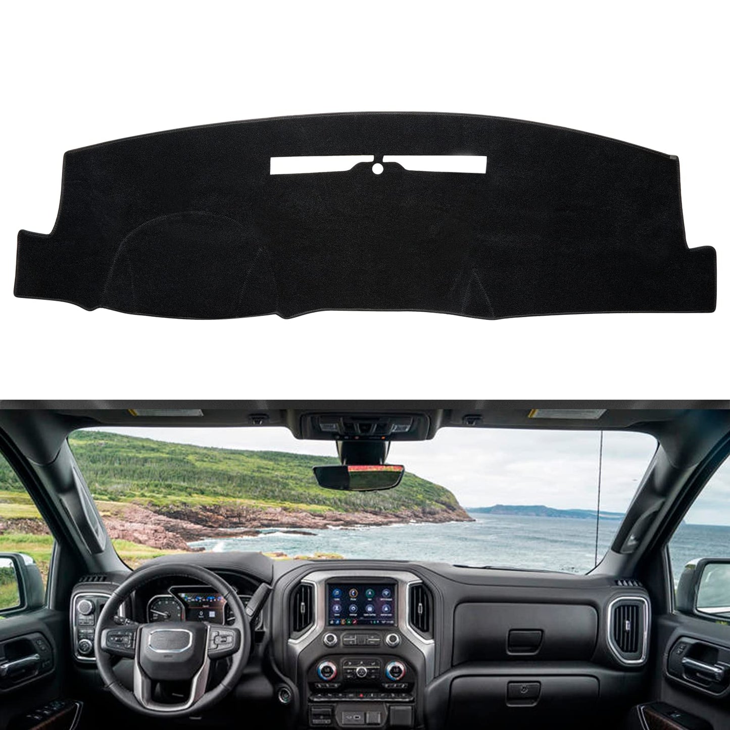SPEEDWOW Premium Black Dashboard Cover Mat Carpet - Tailored Fit for 2014-2019 Chevy Silverado & GMC Sierra (1500/2500/2500HD/3500HD)