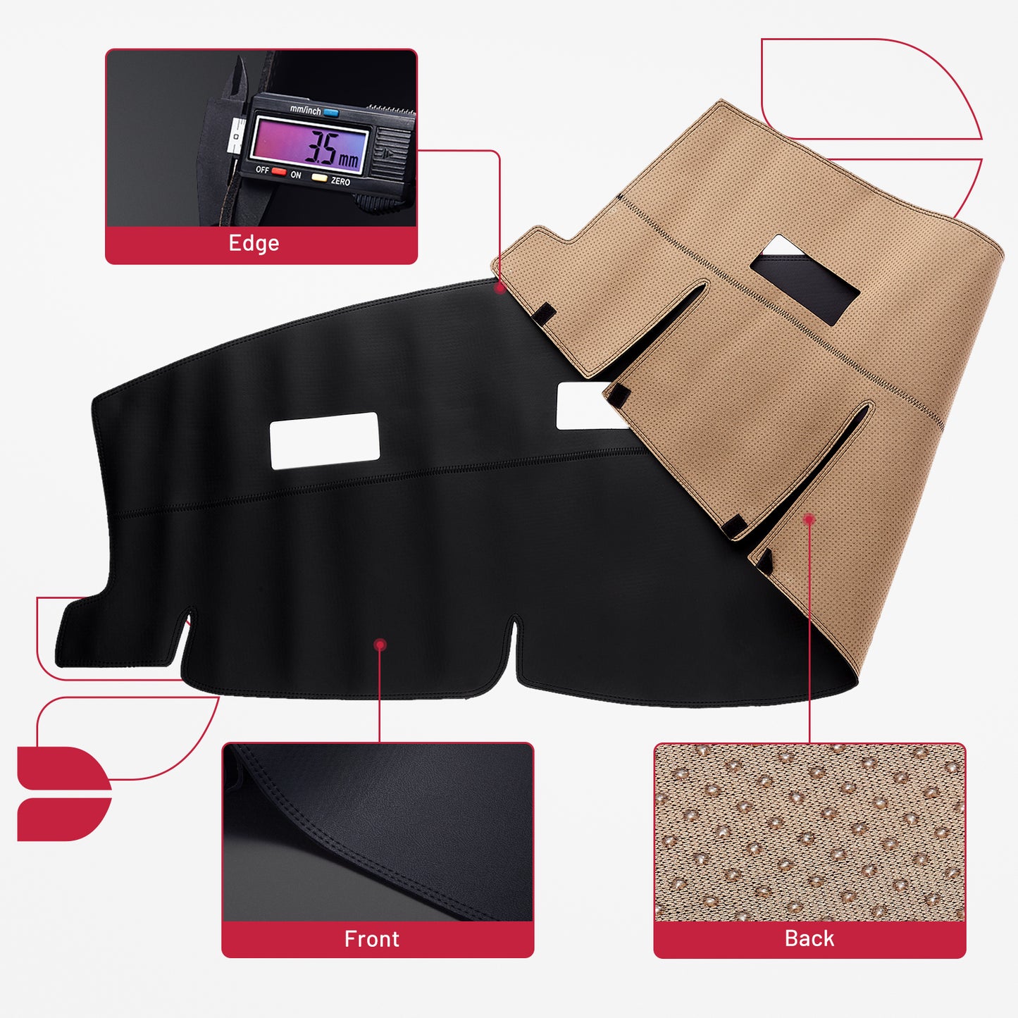SPEEDWOW PU Leather Dash Pad for 2006 - 2009 Dodge Ram 1500/2500/3500, Sun Protection Anti-Vertigo Mat Blanket, Waterproof Non-Slip Dashboard Cover, Dustproof & Scratch-Resistant, Black