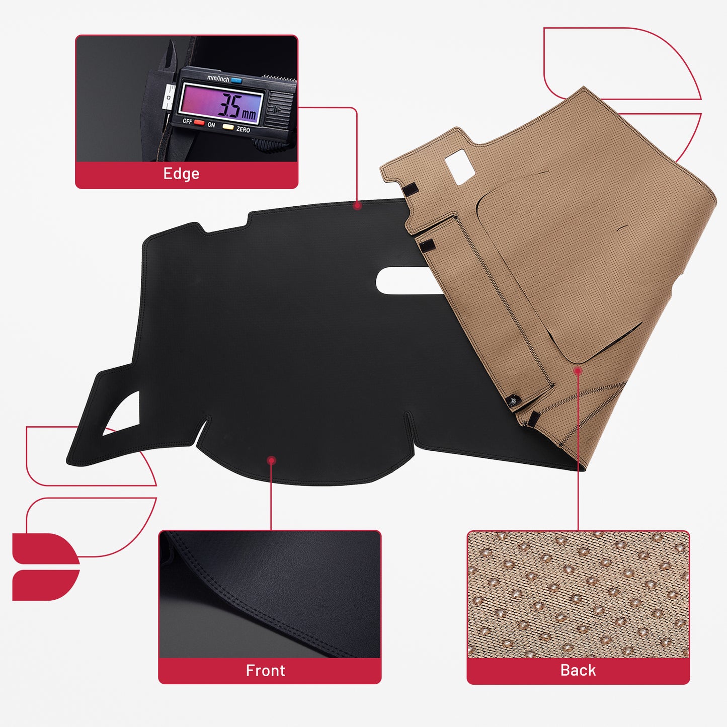 SPEEDWOW PU Leather Dash Pad for 2007 - 2013 GMC Sierra & Chevy Silverado (Models with Two Glove Boxes), Sun Protection Anti-Vertigo Mat Blanket, Waterproof Non-Slip Dashboard Cover, Black