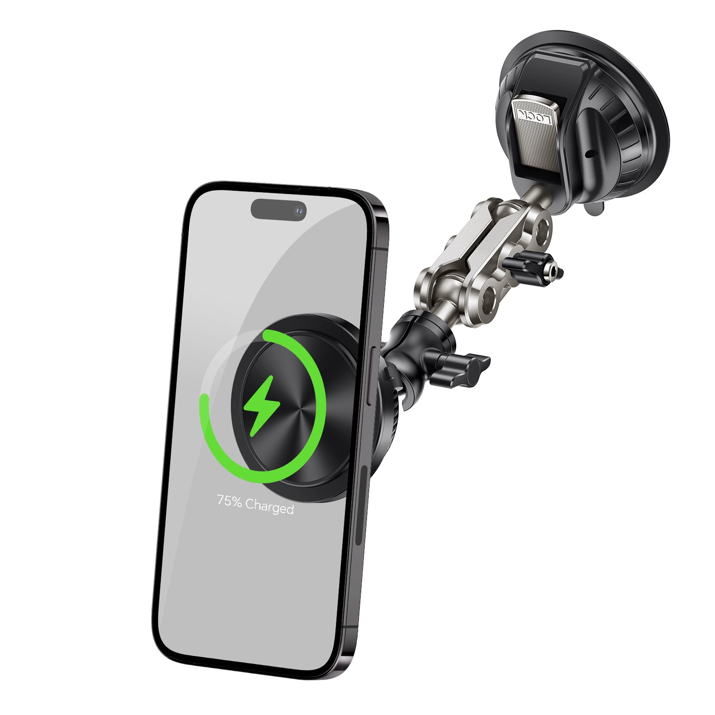 SPEEDWOW Magnetic Wireless Car Charger for MagSafe Car Mount for Dashboard & Windshield, Phone Holder 360° Suction Cup & Aluminum Alloy Telescopic Arm, 15W Fast Charging Compatible with All Smartphones
