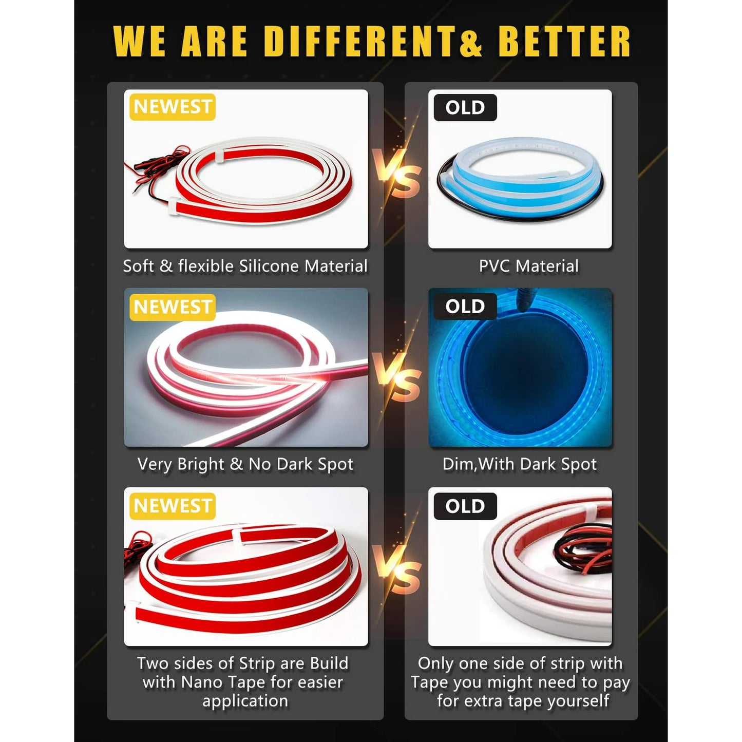 SPEEDWOW Car LED Hood Light Strip, 71 Inches White Exterior Flexible Waterproof Hood Light with Dynamic Daytime Running Lights Strip for Car/SUV/Truck