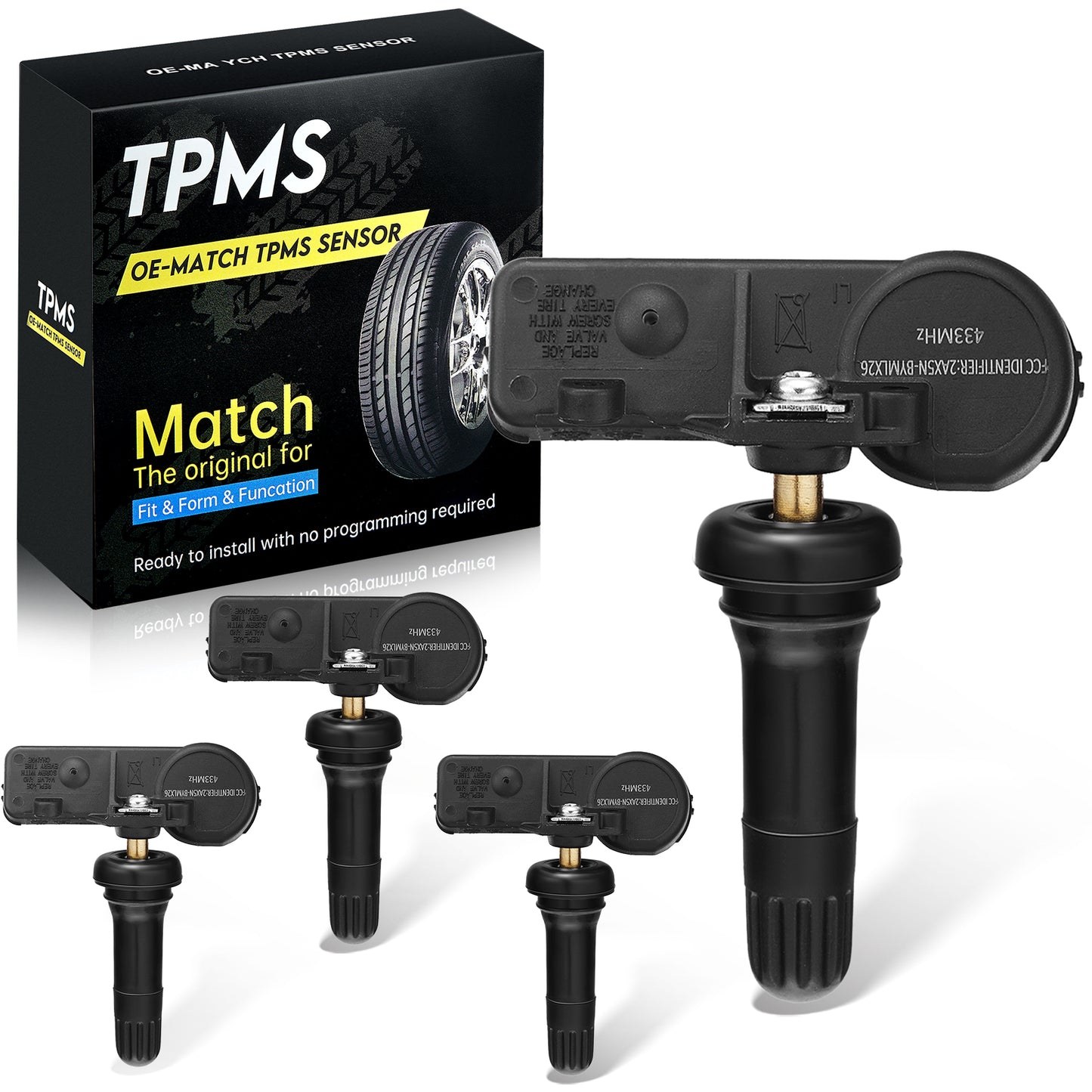 SPEEDWOW TPMS Sensor 433MHz, 4Pcs for Fiat 500/500L/500E, Jeep Wrangler/Gladiator/Grand Cherokee, Ram 1500-5500, Chrysler 300