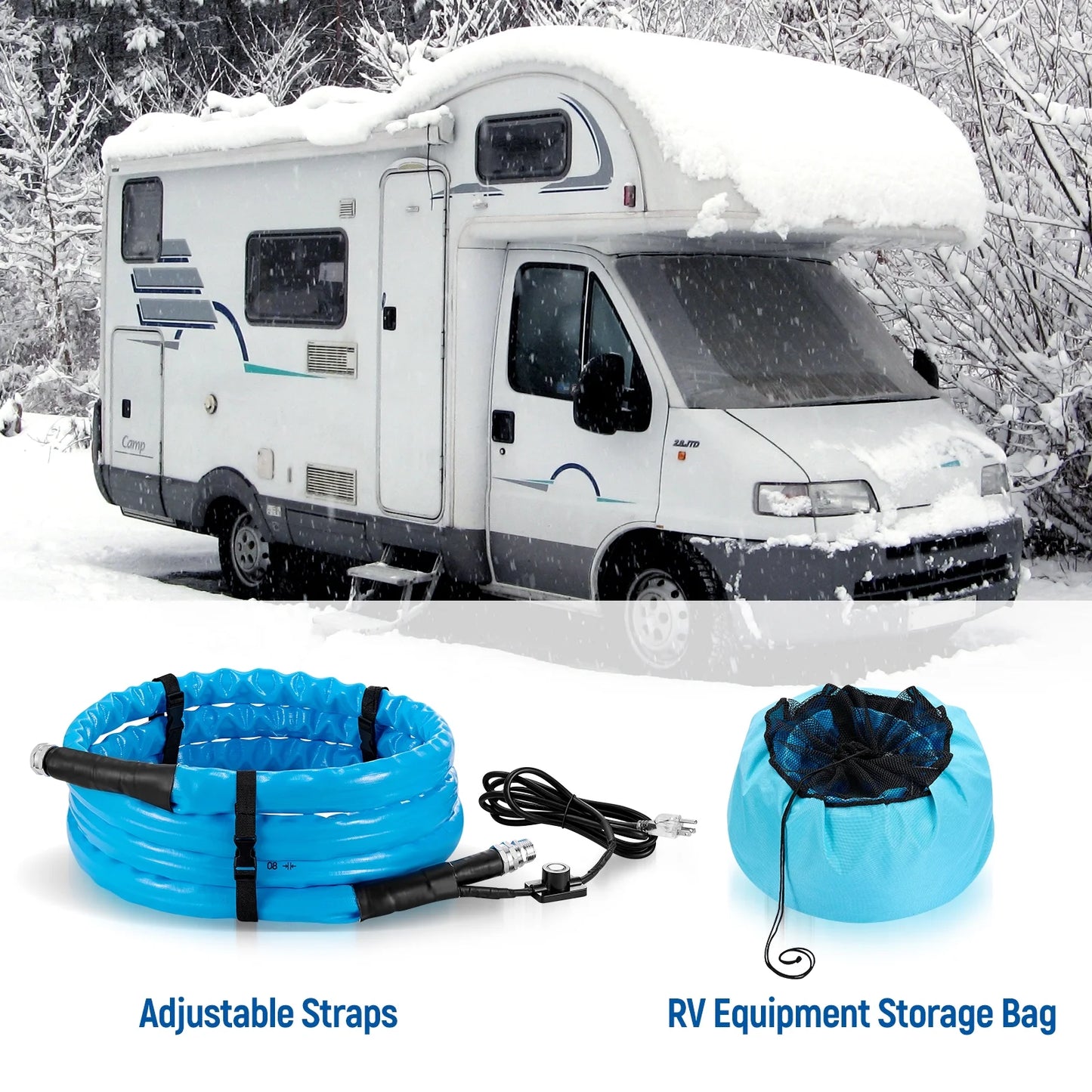 SPEEDWOW 15FT Heavy Duty Heated Drinking Water Hose, 450 PSI Anti-Freeze -45℉/-42°C Expandable Garden Hoses