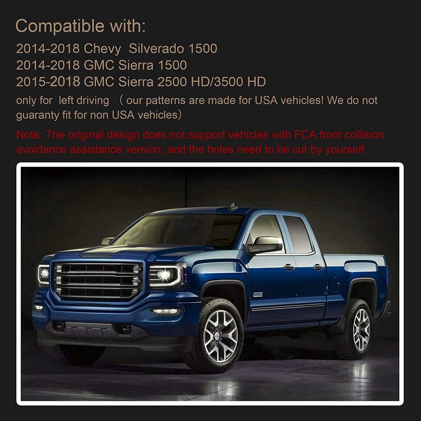 SPEEDWOW Premium Custom Fit Dashboard Cover Mat Carpet for 2014 - 2018 Chevrolet Silverado & GMC Sierra 1500/2500/3500