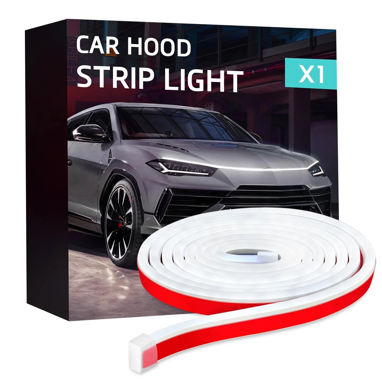 SPEEDWOW Car LED Hood Light Strip, 71 Inches White Exterior Flexible Waterproof Hood Light with Dynamic Daytime Running Lights Strip for Cars, Suvs, Trucks