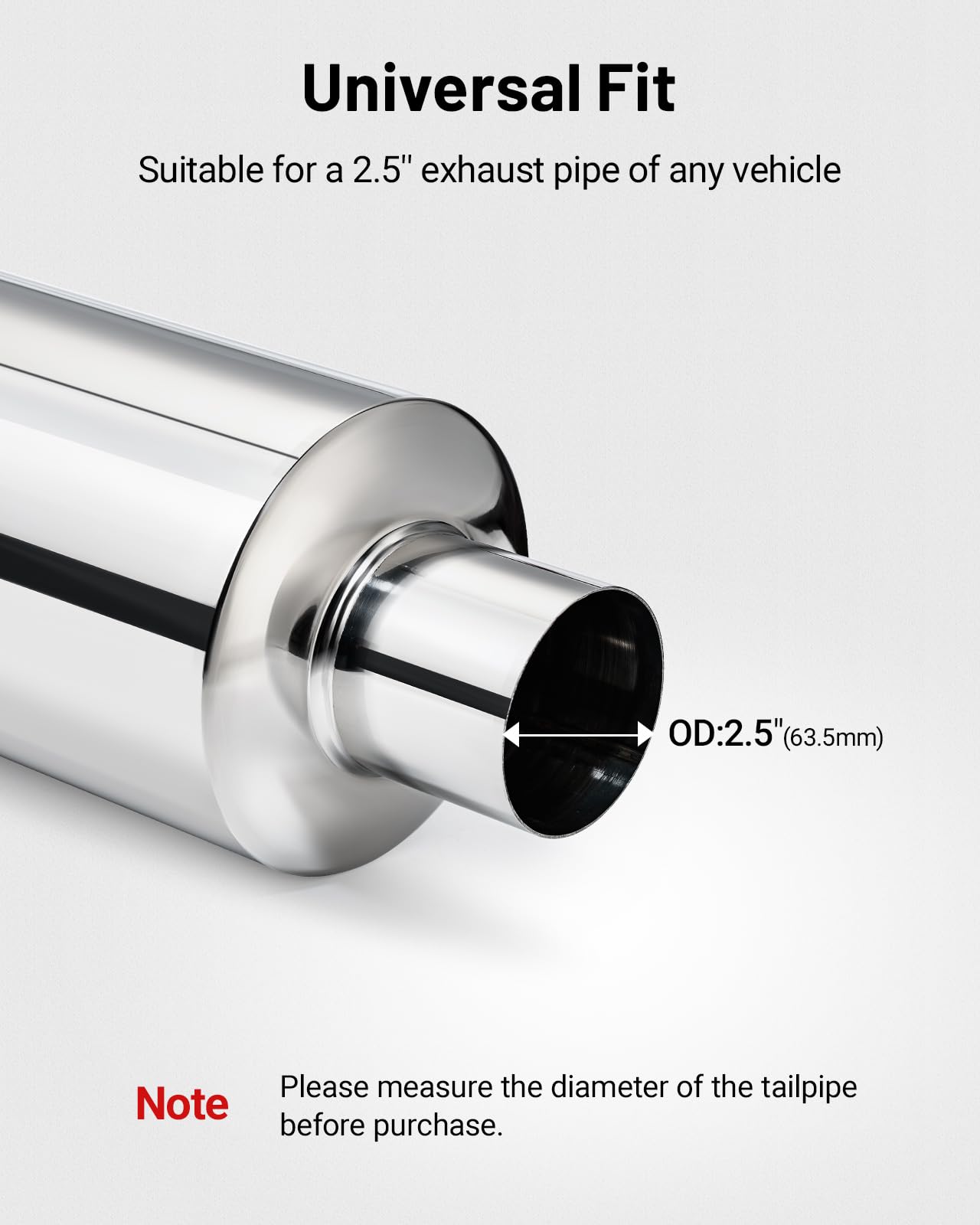 Exhaust Muffler, Straight Through Stainless Steel Exhaust Tip 18.5" Length 2.5" Inlet 4" Outlet Universal for Car Sedan SUV Truck Vehicles (Burnt)