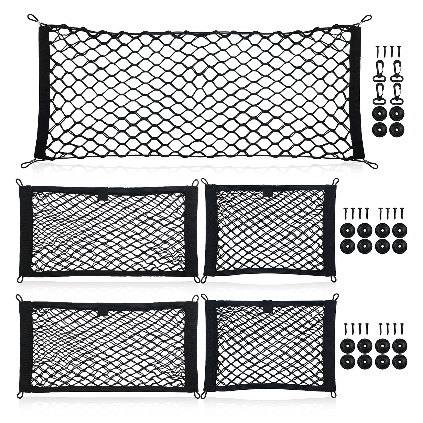Filluck Cargo Net for Pickup Truck Bed, 50" Mesh Trunk Organizer with 4 Metal Hooks, Fit for Silverado 2013-2022, GMC Sierra 2013-2022 and F150 2015-2022