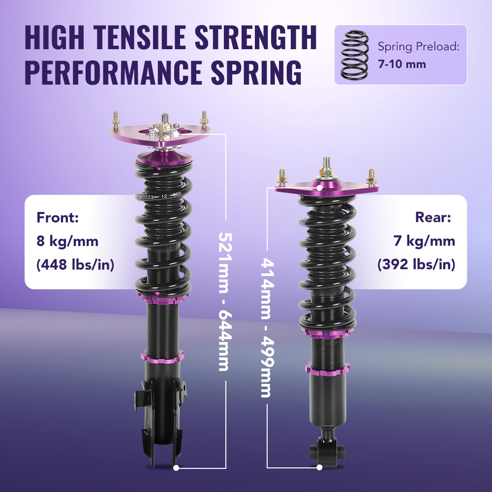 SPEEDWOW Coilovers Shocks Kits for 2008-2013 Subaru Impreza WRX, 24 Levels Damper Adjustable Coilovers Suspension Struts Kit, Twin-Tube Lowering Kit