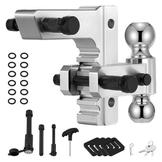 SPEEDWOW 20,000 lbs Heavy Duty Adjustable Trailer Hitch, 2" Hitch Receiver, 6" Drop/Rise, Aluminum Tow Hitch for Truck & RV, Dual Stainless Steel Pins, Anti-Corrosion