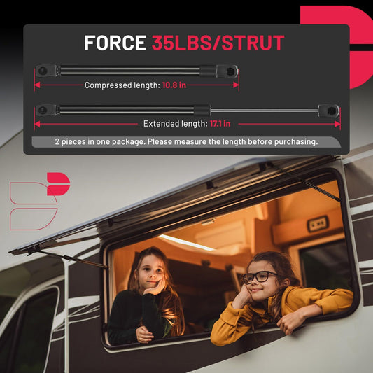 SPEEEDWOW 17" Lift Support Strut, 35Lbs/156N Gas Shock Spring for Leer are SnugTop Camper Shell Truck Topper Rear Window Truck Pickup Cab Canopy Door, 2 Pcs