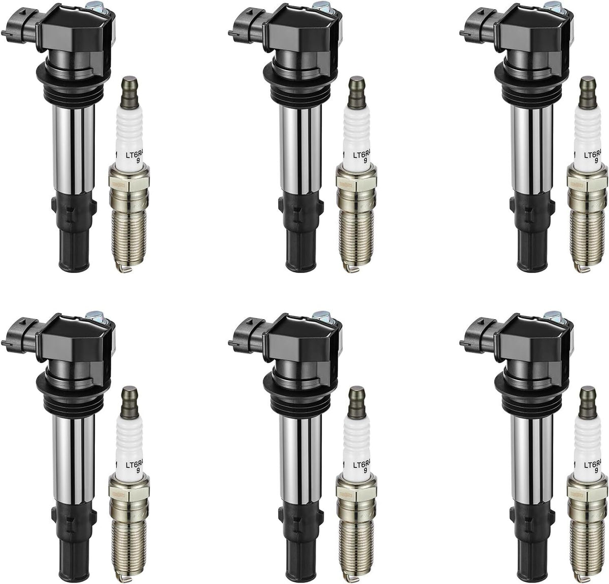 SPEEDWOW Ignition Coil Pack UF375 and Iridium Spark Plugs 6509 for Buick Allure Enclave LaCrosse Rendezvous Cadillac CTS SRX Chevy Traverse GMC Acadia Saturn Outlook 2.8L 3.6L V6, Sets of 4