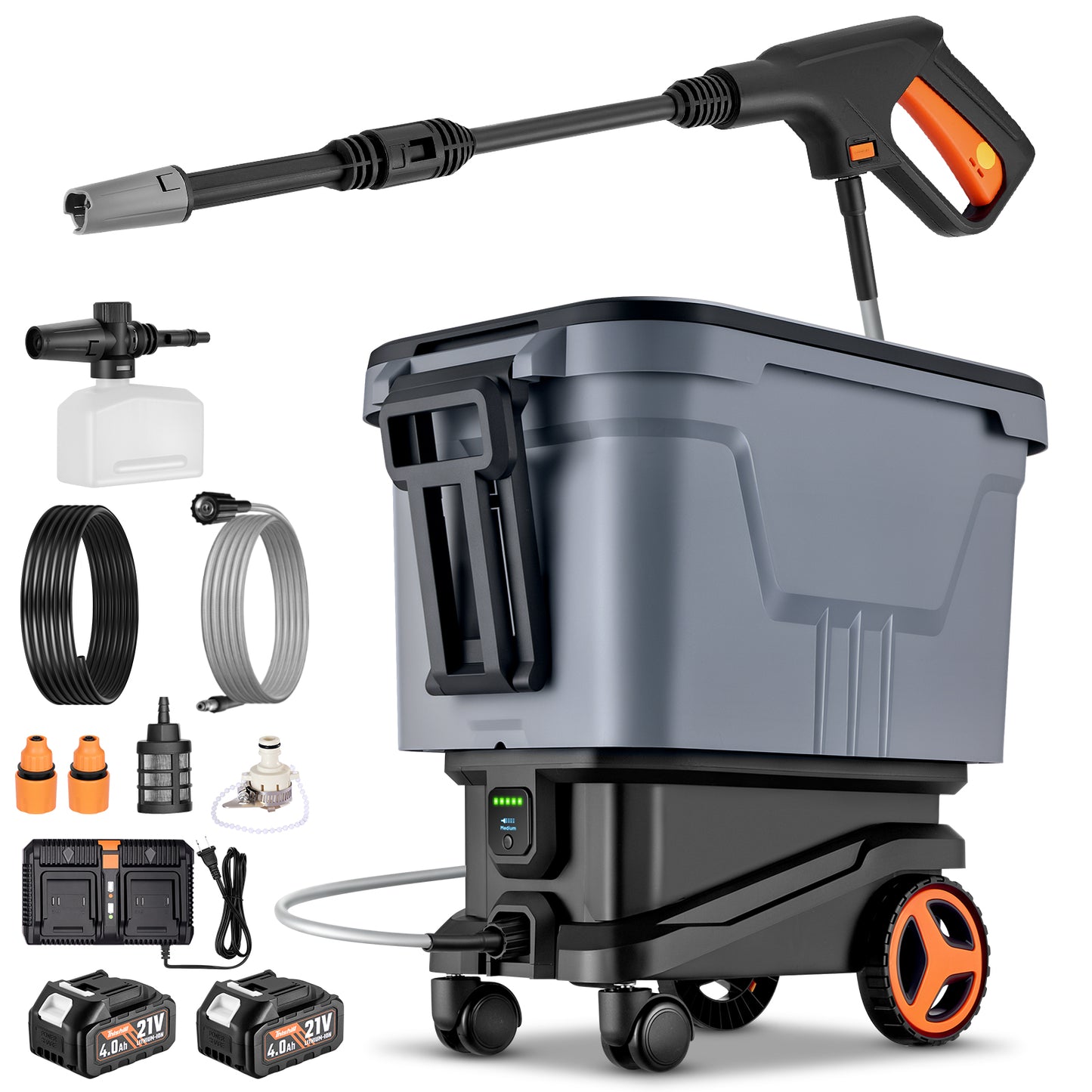 SPEEDWOW 2000PSI 1.1 GPM Cordless Pressure Washer, 7.2 Gal Water Tank, 3 Water Supply Modes, 0°-180° Swivel Joint, 16FT Hose for Car, Fence, Driveway, Patio, Deck