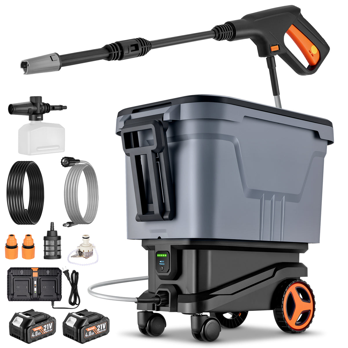 SPEEDWOW 2000PSI 1.1 GPM Cordless Pressure Washer, 7.2 Gal Water Tank, 3 Water Supply Modes, 0°-180° Swivel Joint, 16FT Hose for Car, Fence, Driveway, Patio, Deck