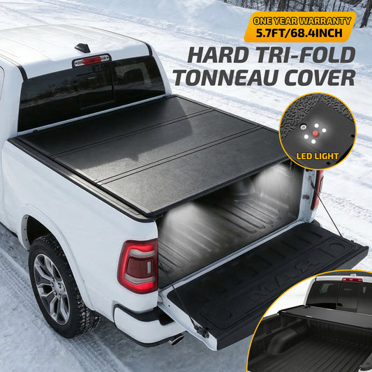 SPEEDWOW 5.7FT Tri-Fold Hard Truck Bed Tonneau Cover, Waterproof Truck Bed Tonneau Cover for 2009-2026 Dodge Ram 1500