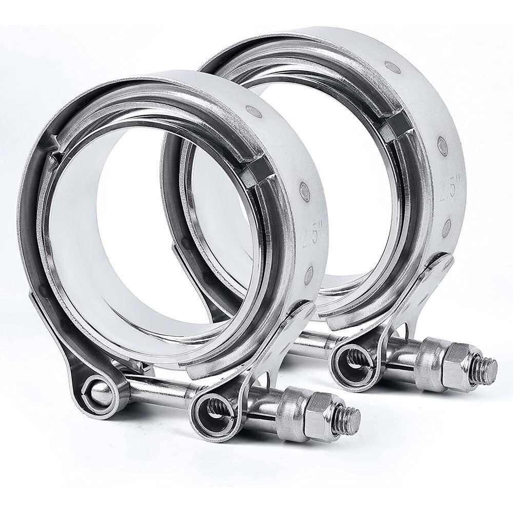 SPEEDWOW 3.0 Inch V Band Clamp with Flange Male Female Universal 304 Stainless Steel for car-2PCS