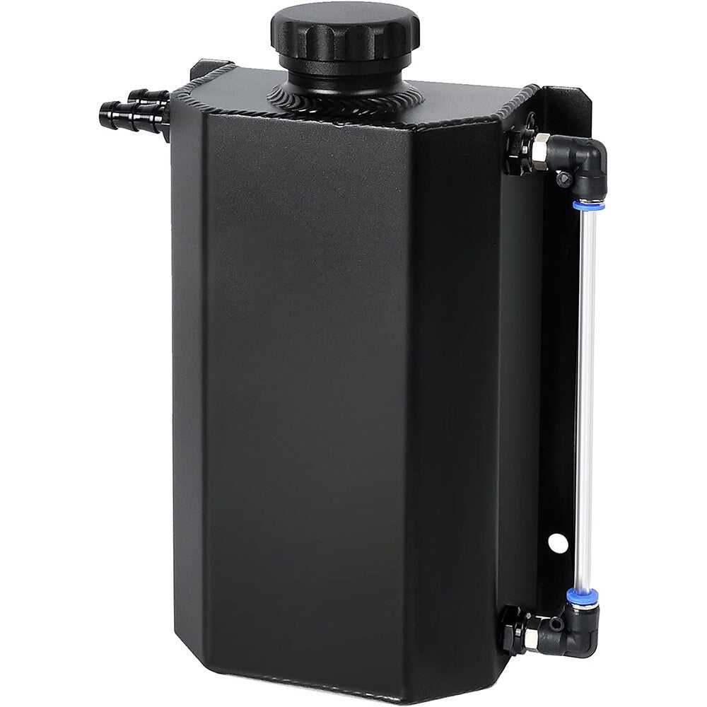 SPEEDWOW Coolant Overflow  Reservoir Tank 2L Expansion Catch Can Universal Radiator Reservoir Polished Aluminum Black