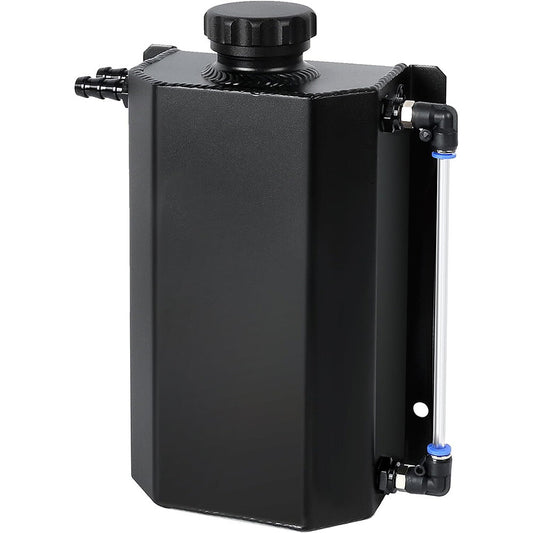 SPEEDWOW Coolant Overflow  Reservoir Tank 2L Expansion Catch Can Universal Radiator Reservoir Polished Aluminum Black