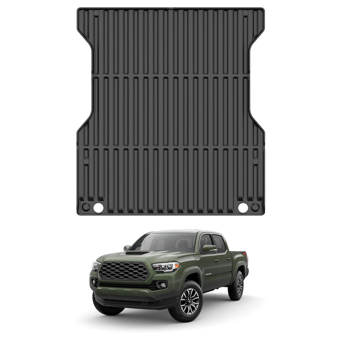 SPEEDWOW Cargo Mat，5FT Trunk Mat for 2024-2026 Toyota Tacoma, All Weather 5 ft Rubber Car Bed Liner TPE Trunk Mat