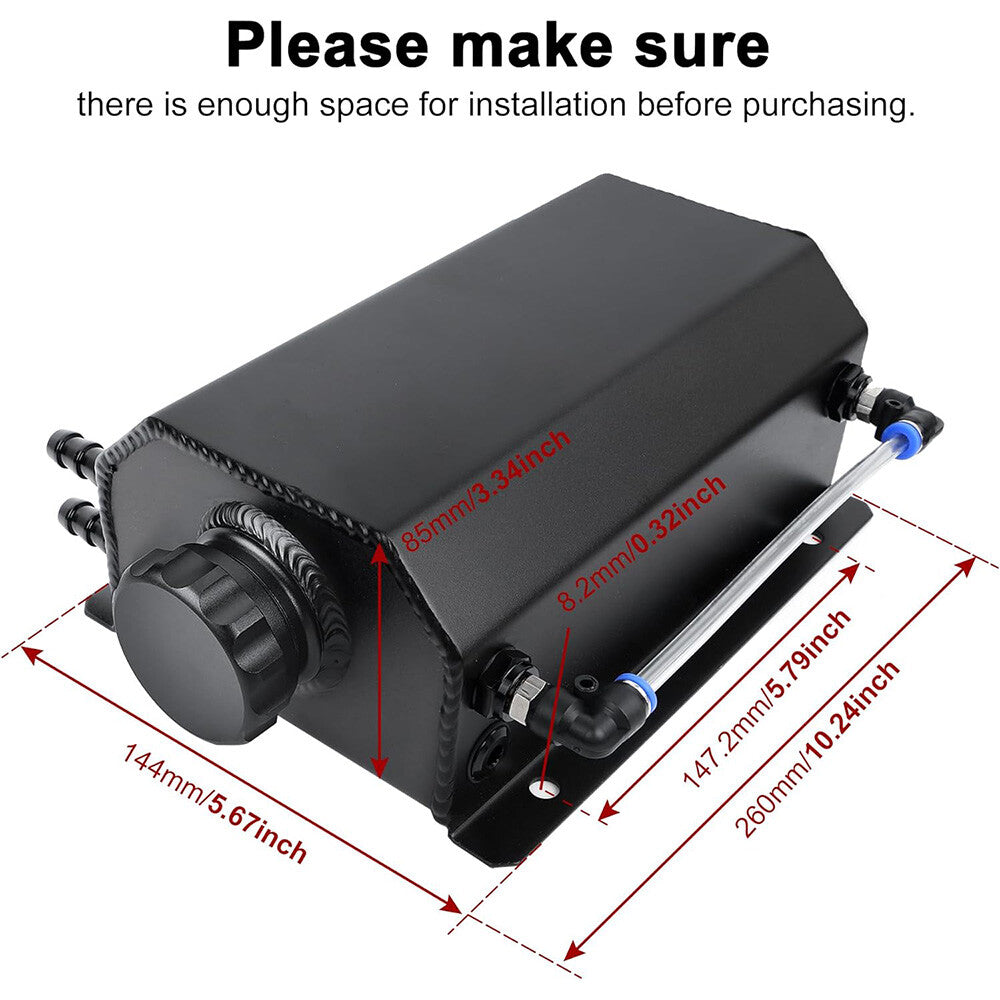 SPEEDWOW Coolant Overflow  Reservoir Tank 2L Expansion Catch Can Universal Radiator Reservoir Polished Aluminum Black
