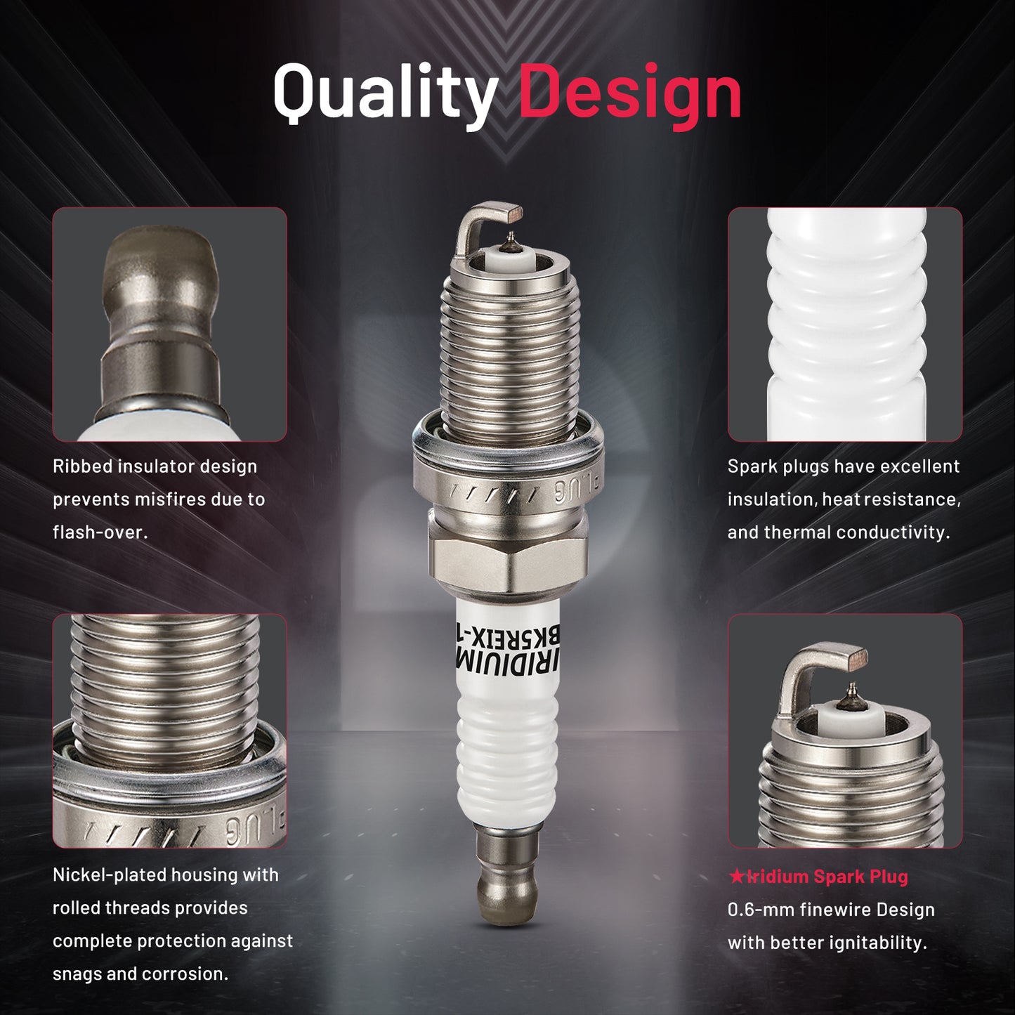 SPEEDWOW 7090 Iridium Spark Plugs 4 Pack Compatible With Chevy Geo Eagle Accent Sonata Elantra Sebring Altima Sentra xA xB 1.5L 1.6L 1.8L 2.0L 2.4L 2.7L L4 Engine Replacement for BKR5EGP Spark Plug