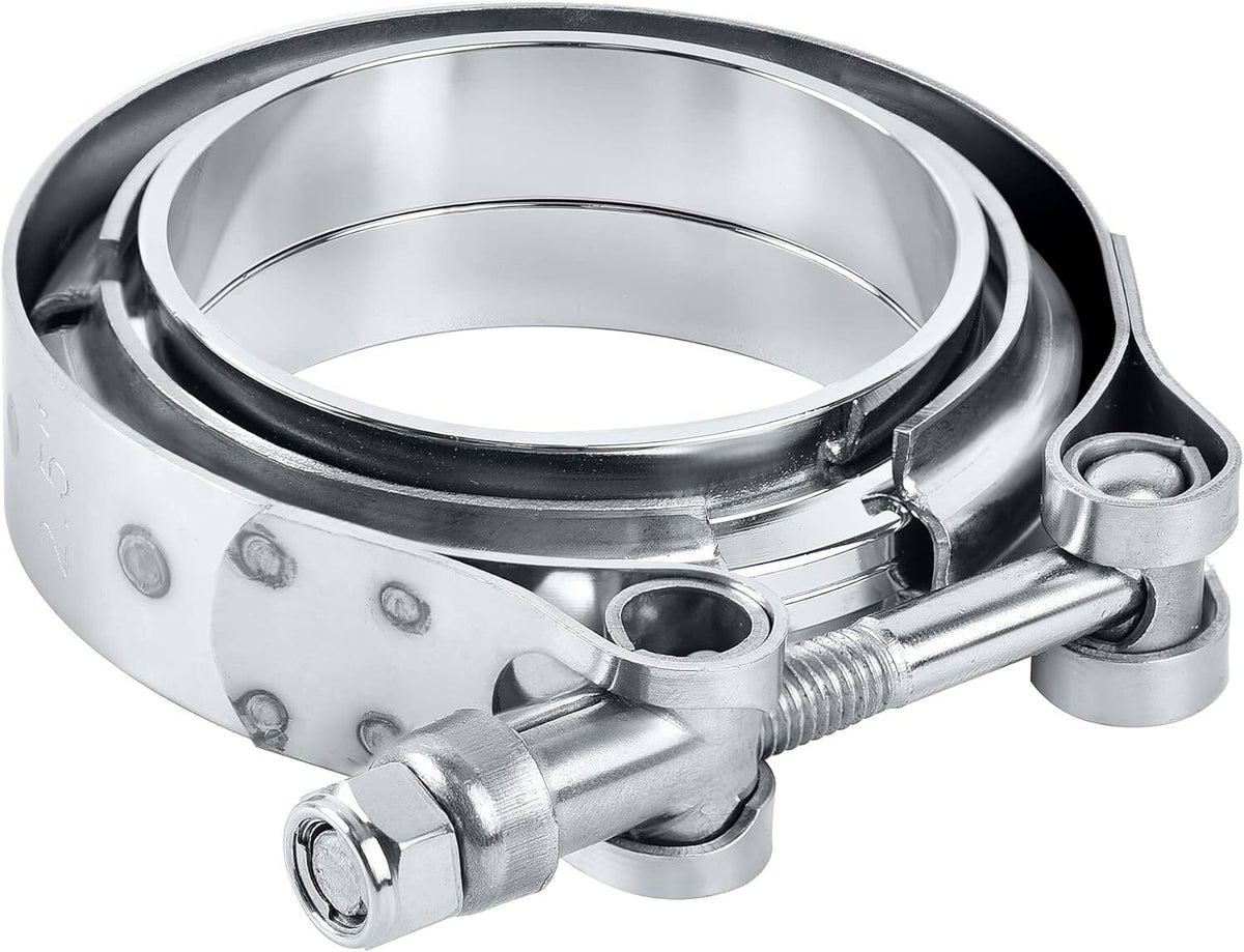 SPEEDWOW 3.5 Inch V Band Clamp with Flange Male Female Universal 304 Stainless Steel for car 1PC
