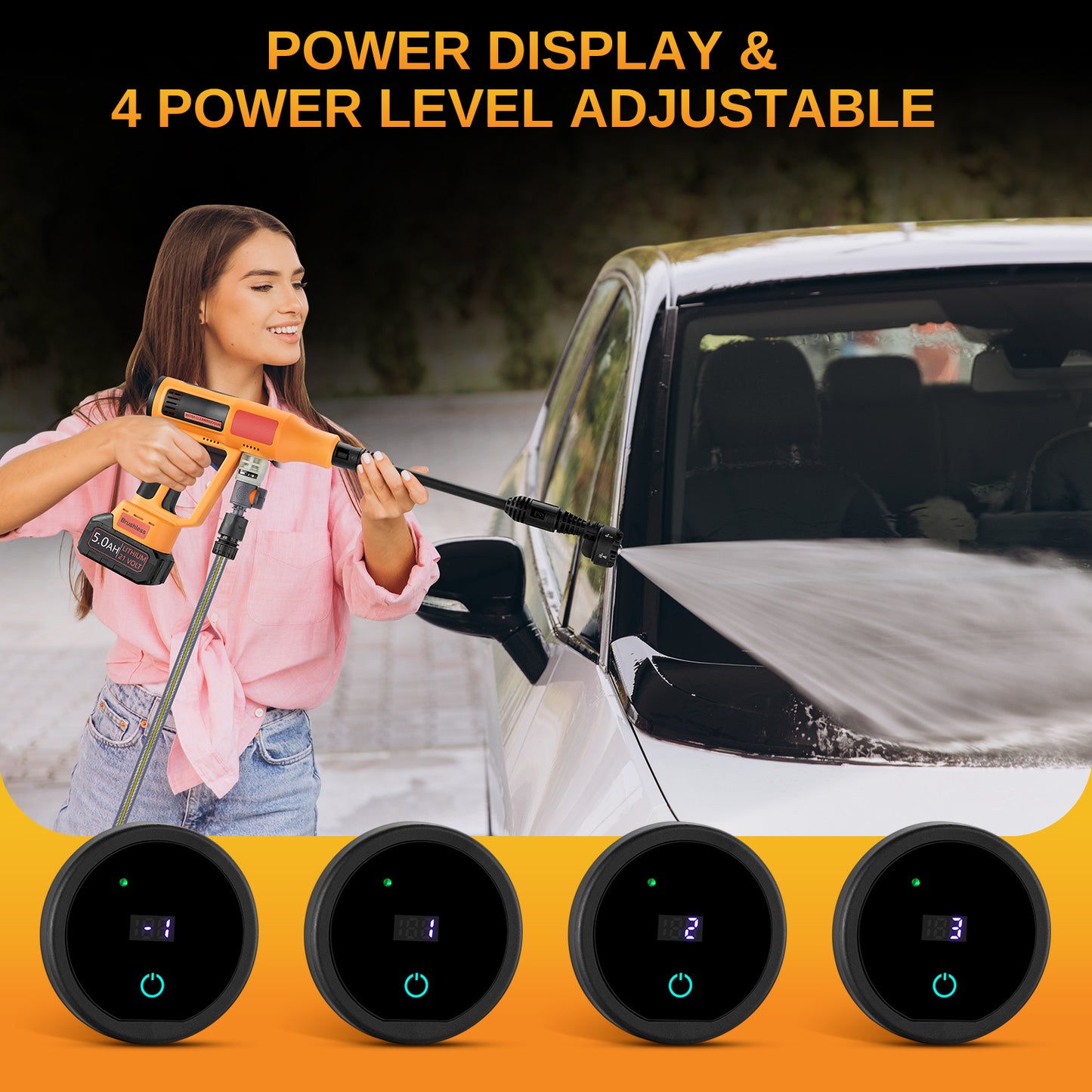 SPEEDWOW Cordless Pressure Washer, 1060 PSI 2.8 GPM High Power Washer with Brushless Motor, 6-in-1 Adjustable Nozzle, 21V 5.0Ah Battery & Charger Portable Electric Pressure Washer for Car, Boat & Yard Clean