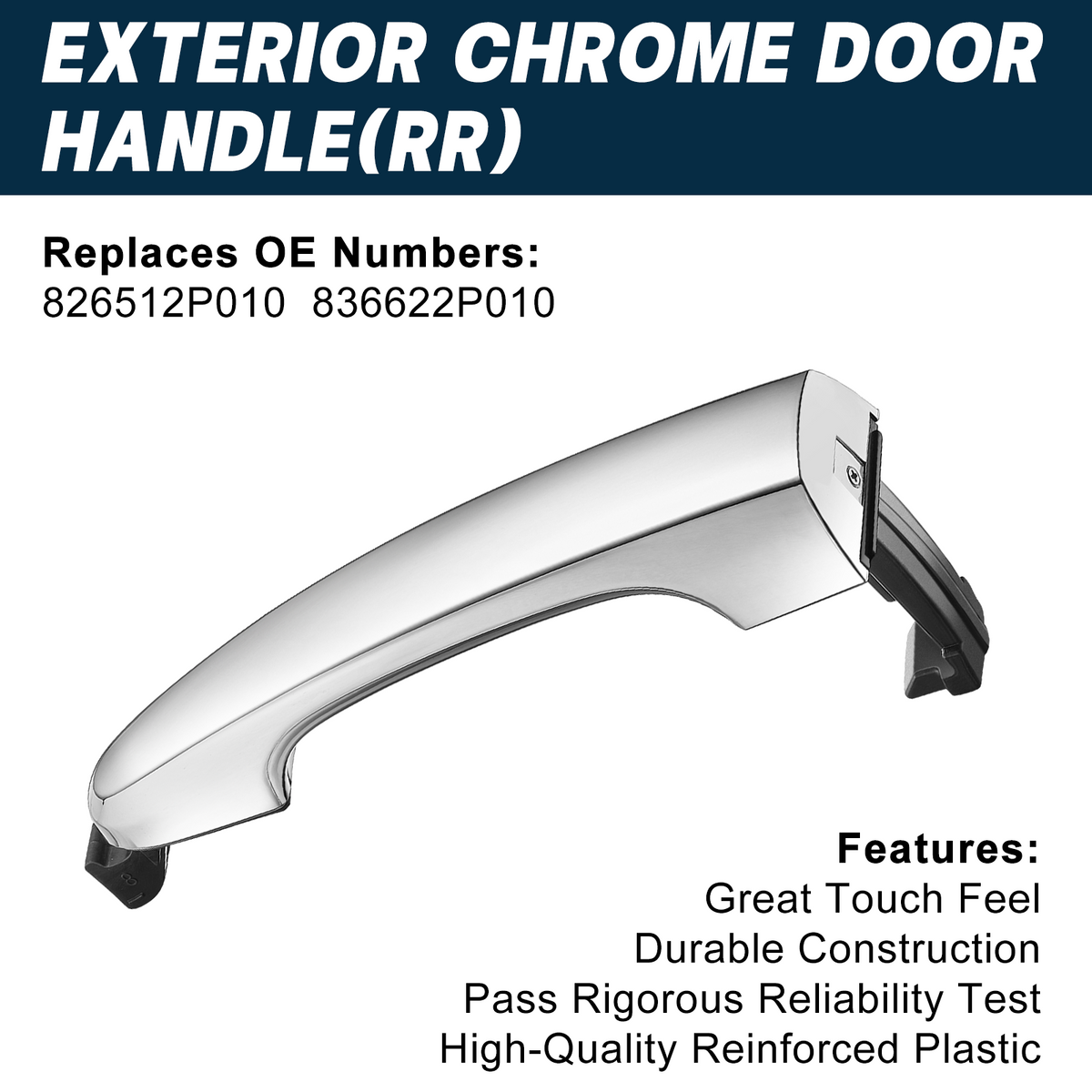 SPEEDWOW Exterior Rear Right Driver Side Chrome Door Handle Replacement Compatible with Kia Sorento 2011 2012 2013 2014 2015 Replaces# 826512P010,836622P010