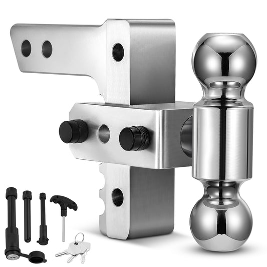 SPEEDWOW Dual-Ball Adjustable Trailer Hitch (2"&2-5/16"), Fits 2-Inch Receiver, 6-Inch Drop/Rise Aluminum Drop Hitch, 12,500 LBS GTW-Tow Hitch for Heavy Duty Trailer Truck Hitch with Anti-Theft Pin