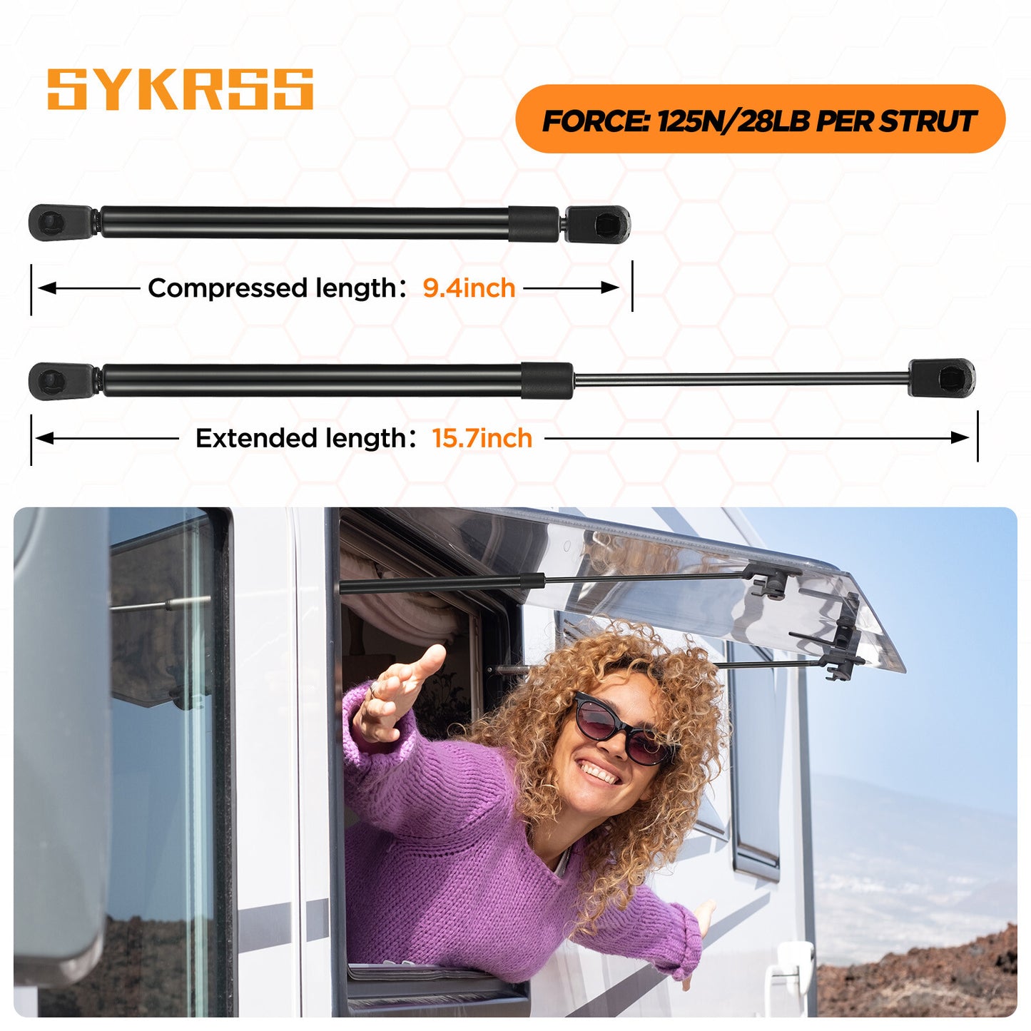 SPEEEDWOW 16" Gas Strut 28Lbs/125N Struts Shock Lift Support Gas Spring for Leer are SnugTop Camper Shell Truck Topper Rear Window,Truck Pickup Cab Canopy Door,2pcs