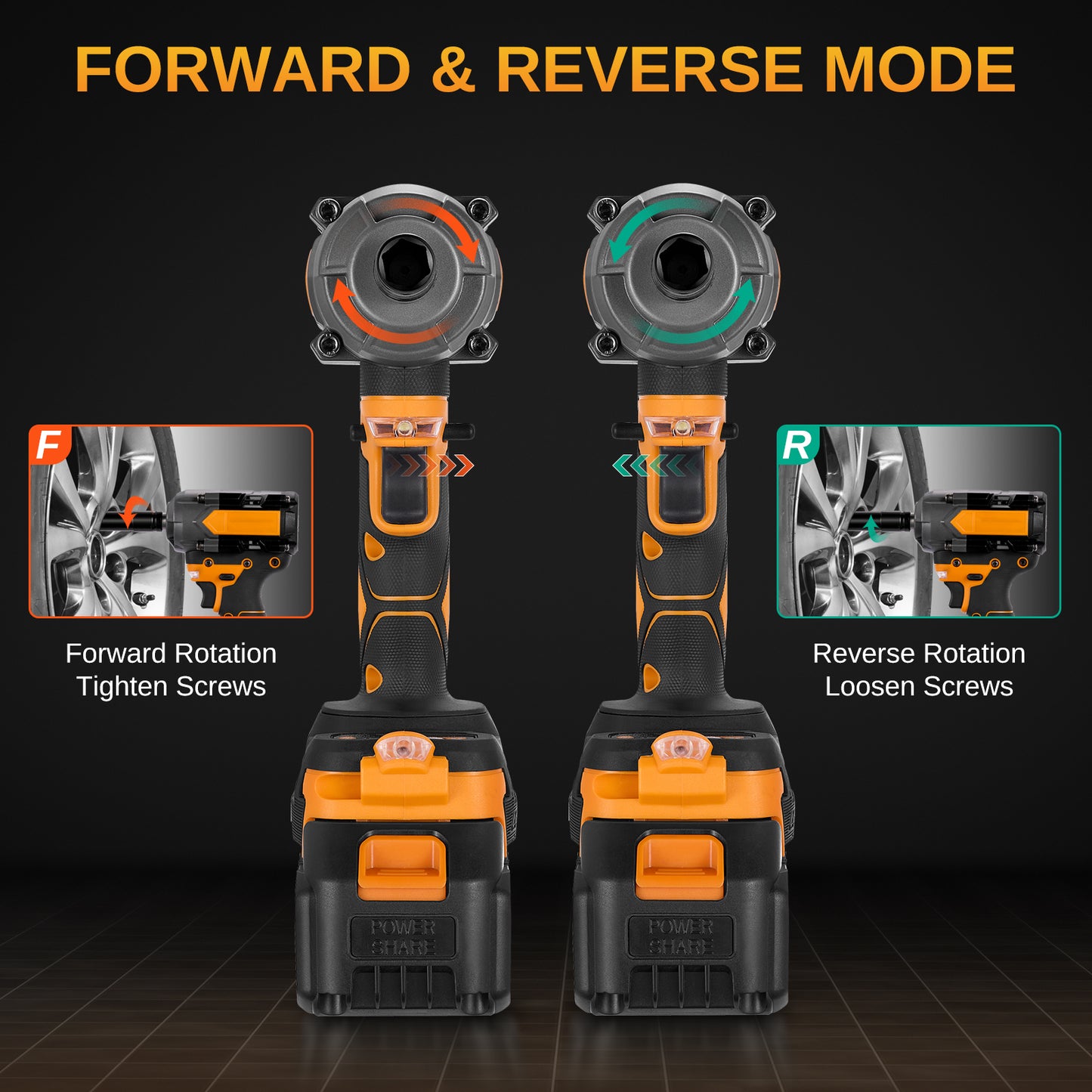 SPEEDWOW Cordless Impact Wrench, 443Ft-lbs (600N.m) 1/2" Brushless Impact Driver, 21V High Torque Power Wrench with 2x4.0Ah Battery, Charger, 17 Sockets, 6 Drills, 12 Screws for Car/Truck