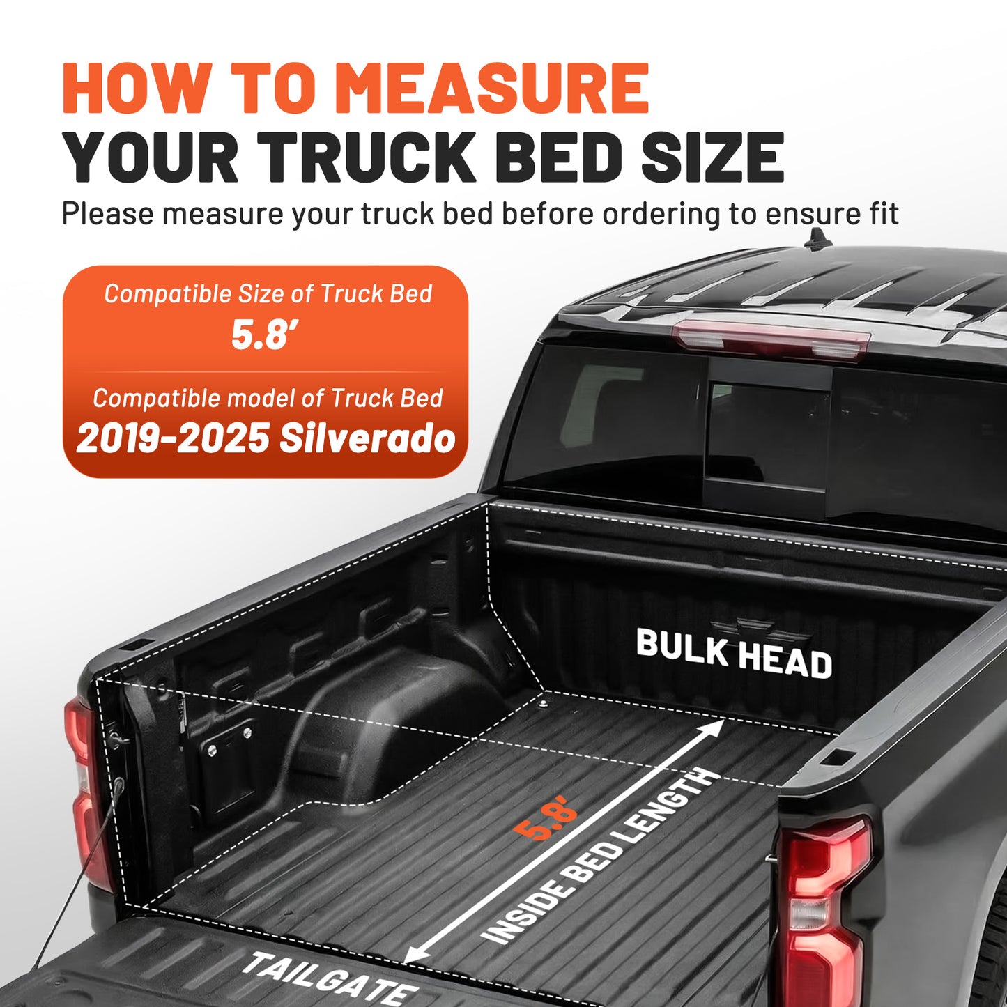 SPEEDWOW 5.8FT Tri-Fold Hard Truck Bed Tonneau Cover, Truck Bed Tonneau Cover for for 2019-26 Silverado