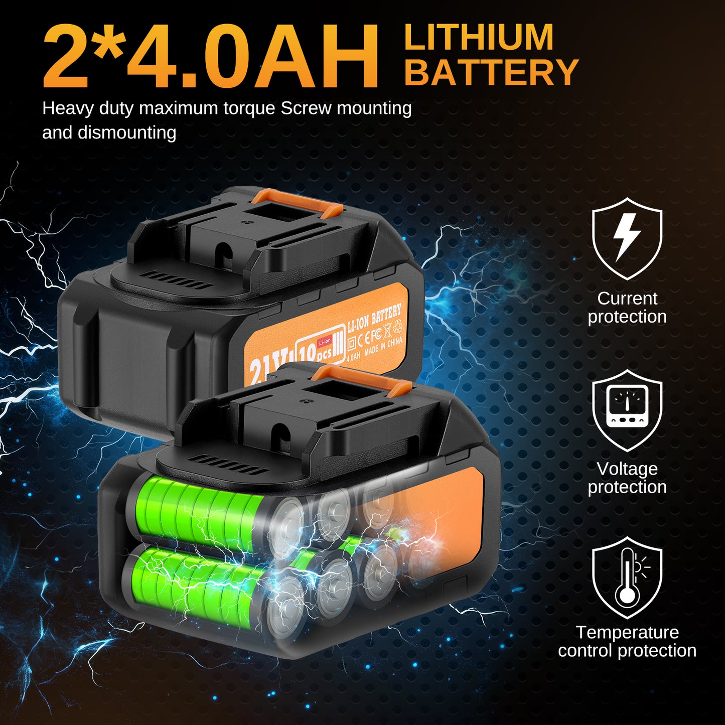 SPEEDWOW Cordless Impact Wrench, 1328Ft-lbs(1800Nm) 3/4" Brushless Impact Driver, 21V High Torque Power Wrench with 2x4.0Ah Battery, Charger for Car/Truck RV/Mower/Home