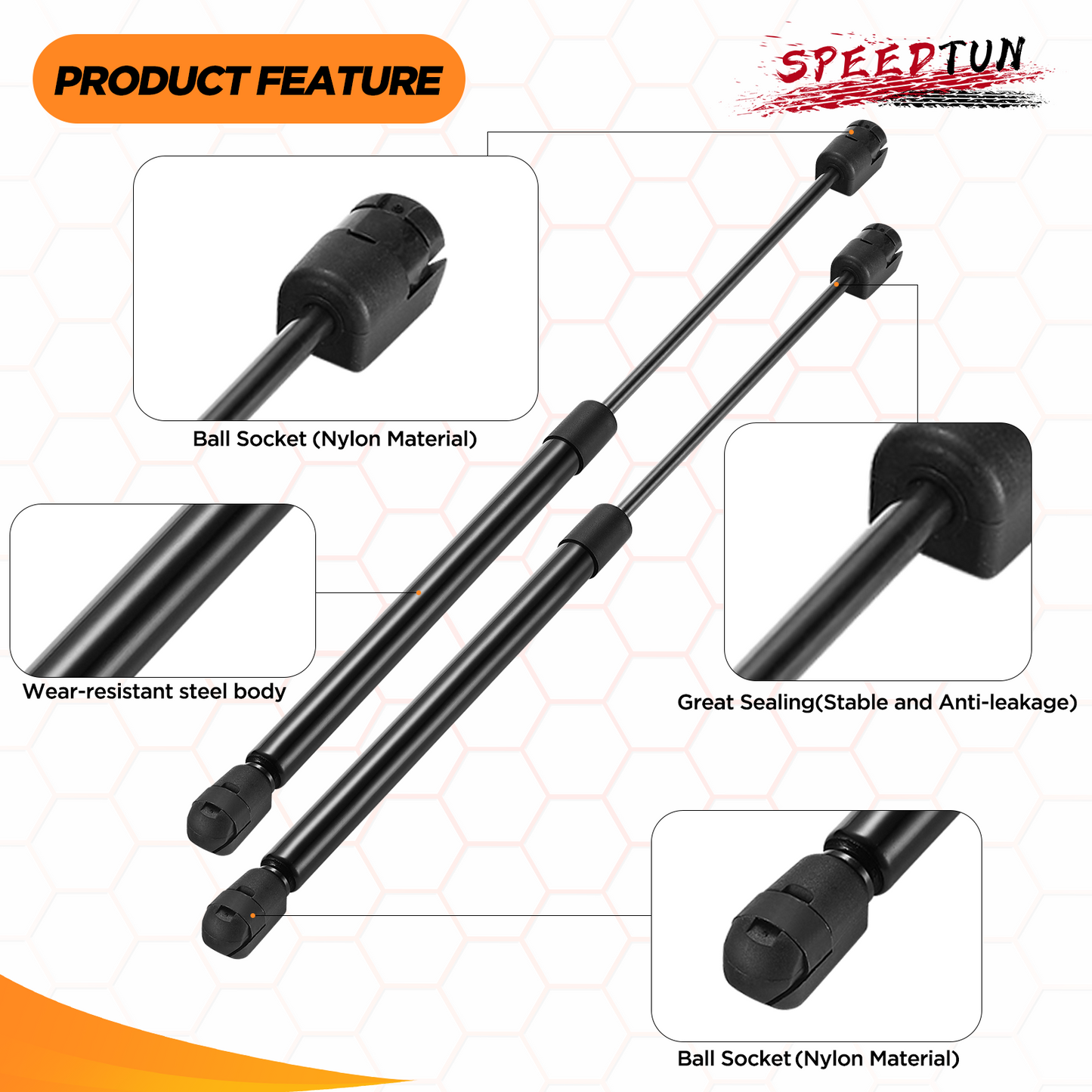 SPEEEDWOW 16" Lift Support Strut, 45Lbs/200N Gas Struts Shock for Camper Shell Topper Rear Window Bed Cover, Tool Box Lid, Truck Pickup Door Cap Canopy, 2pcs