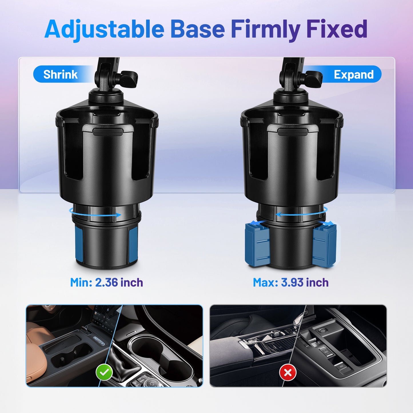 SPEEDWOW 3-in-1 Car Wireless Charger Cup Holder, 15W Fast Charge & 360° Phone Mount, Fits All Phone
