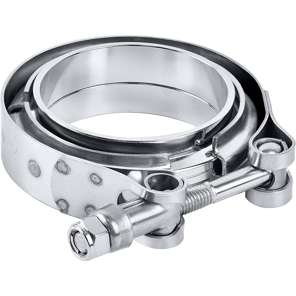 SPEEDWOW 3.0 Inch V Band Clamp with Flange Male Female Universal 304 Stainless Steel for car-2PCS