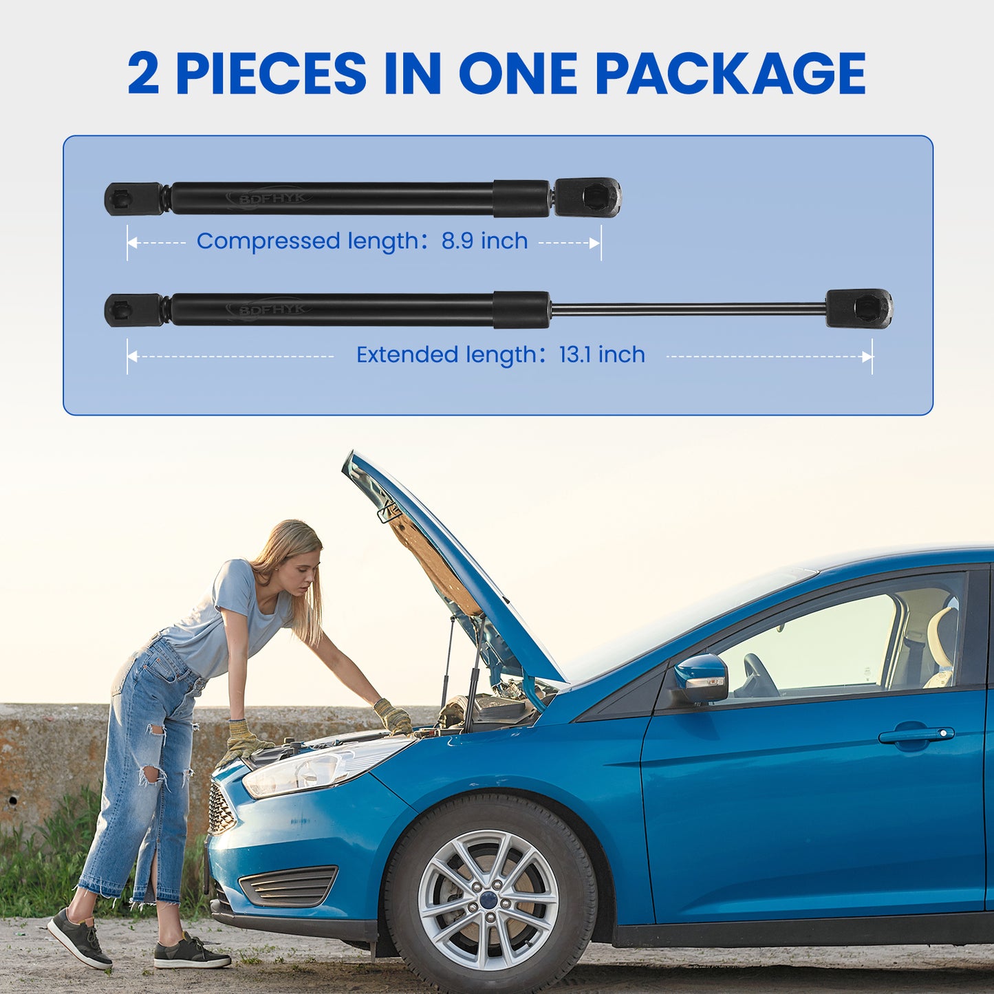 SPEEDWOW 2Packs 13.1in 355N Front Hood Struts Lift Support, 4142 Gas Shocks Spring Support Fit for 2002-2010 Explorer