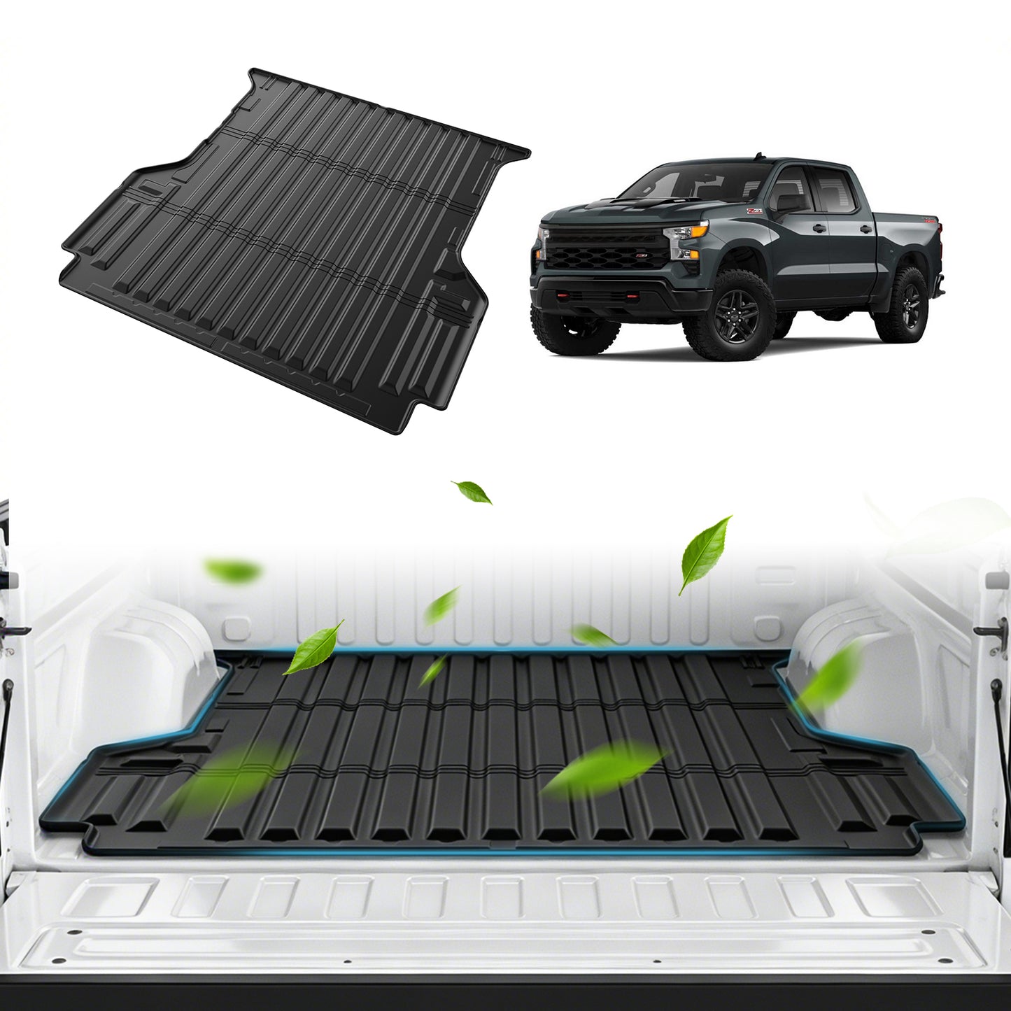 SPEEDWOW Cargo Mat for 2024-2026 Ford Ranger, 5FT Trunk Bed Mat Heavy Duty Fit All Weather TPE Pickup Liner