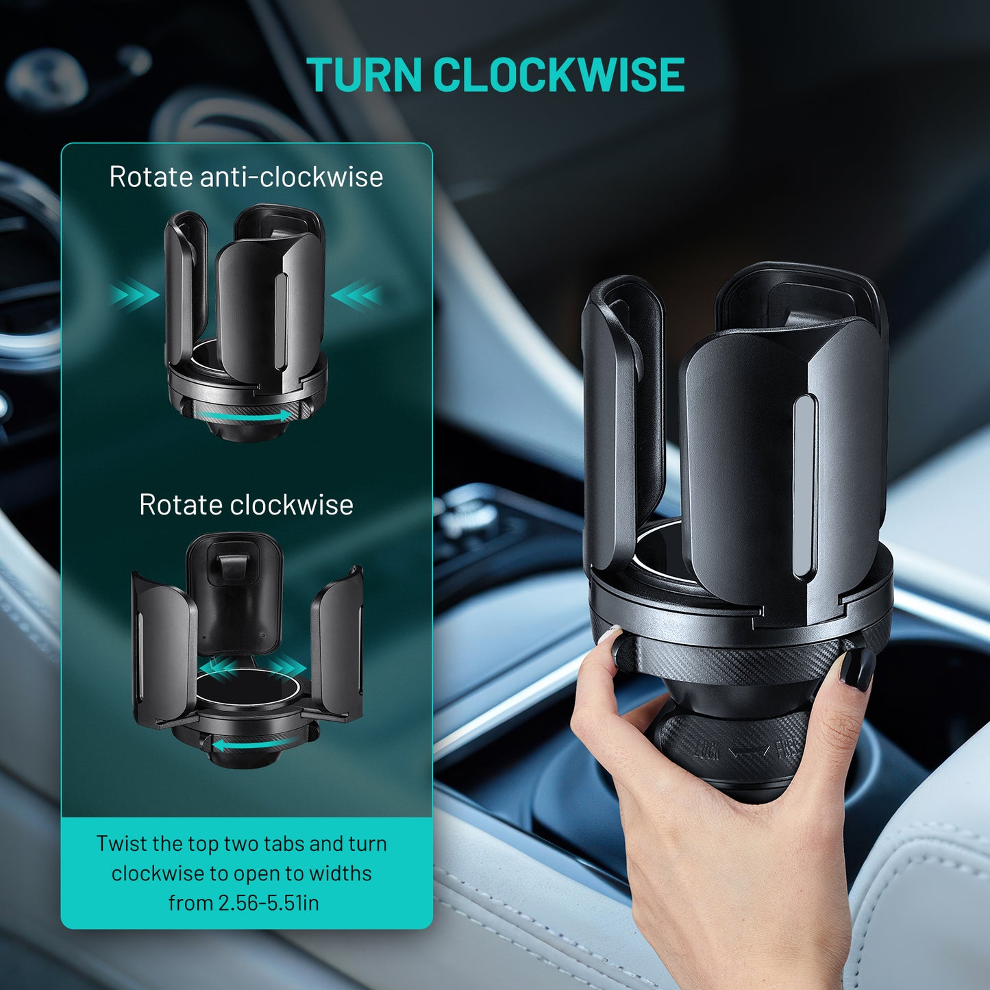 SPEEDWOW Car Cup Holder Expander Organizer - Adjustable & Expandable Drink Holder for Water Bottles, Coffee Cups, Cans (Fits 2.5"-5.5") - Universal Car Accessories - No More Spills
