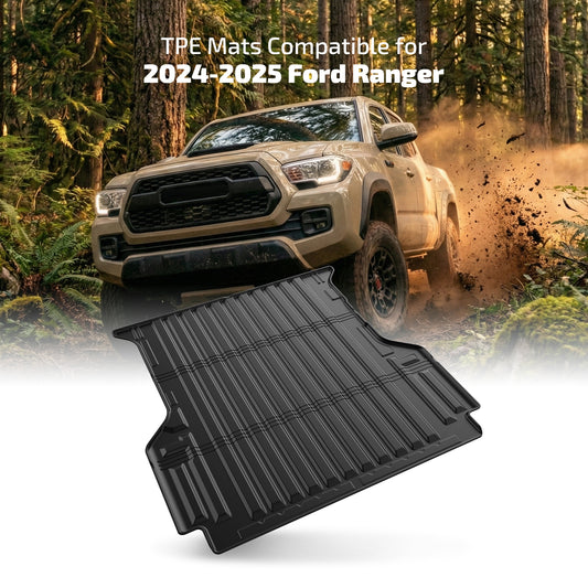 SPEEDWOW Cargo Mat for 2024-2026 Ford Ranger, 5FT Trunk Bed Mat Heavy Duty Fit All Weather TPE Pickup Liner