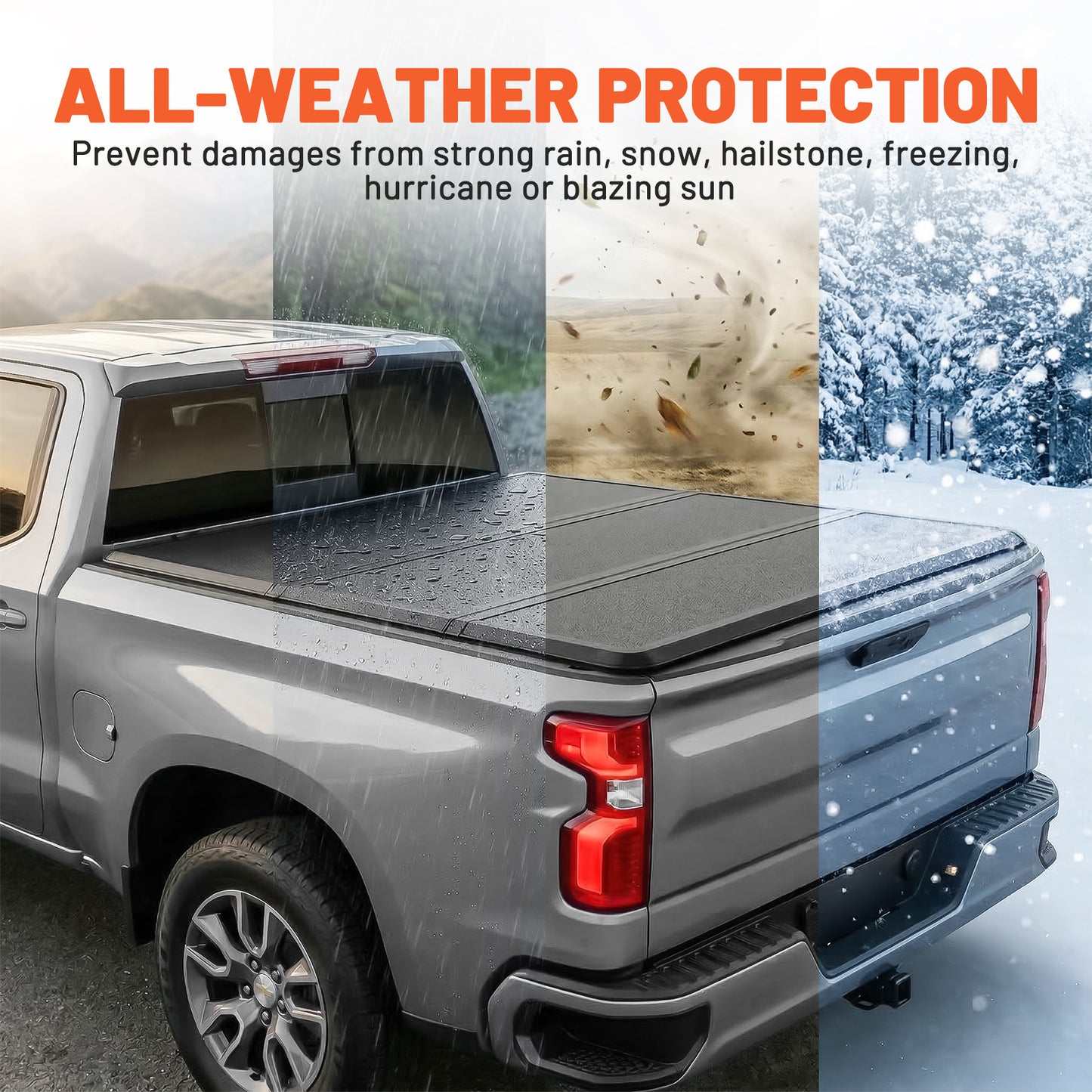 SPEEDWOW 5.8FT Tri-Fold Hard Truck Bed Tonneau Cover, Truck Bed Tonneau Cover for for 2019-26 Silverado