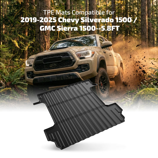 SPEEDWOW Cargo Mat for 2019-2026 Chevy Silverado/GMC Sierra 1500, 5.8FT Trunk Bed Mat Heavy Duty Fit All Weather Protection TPE Pickup Liner
