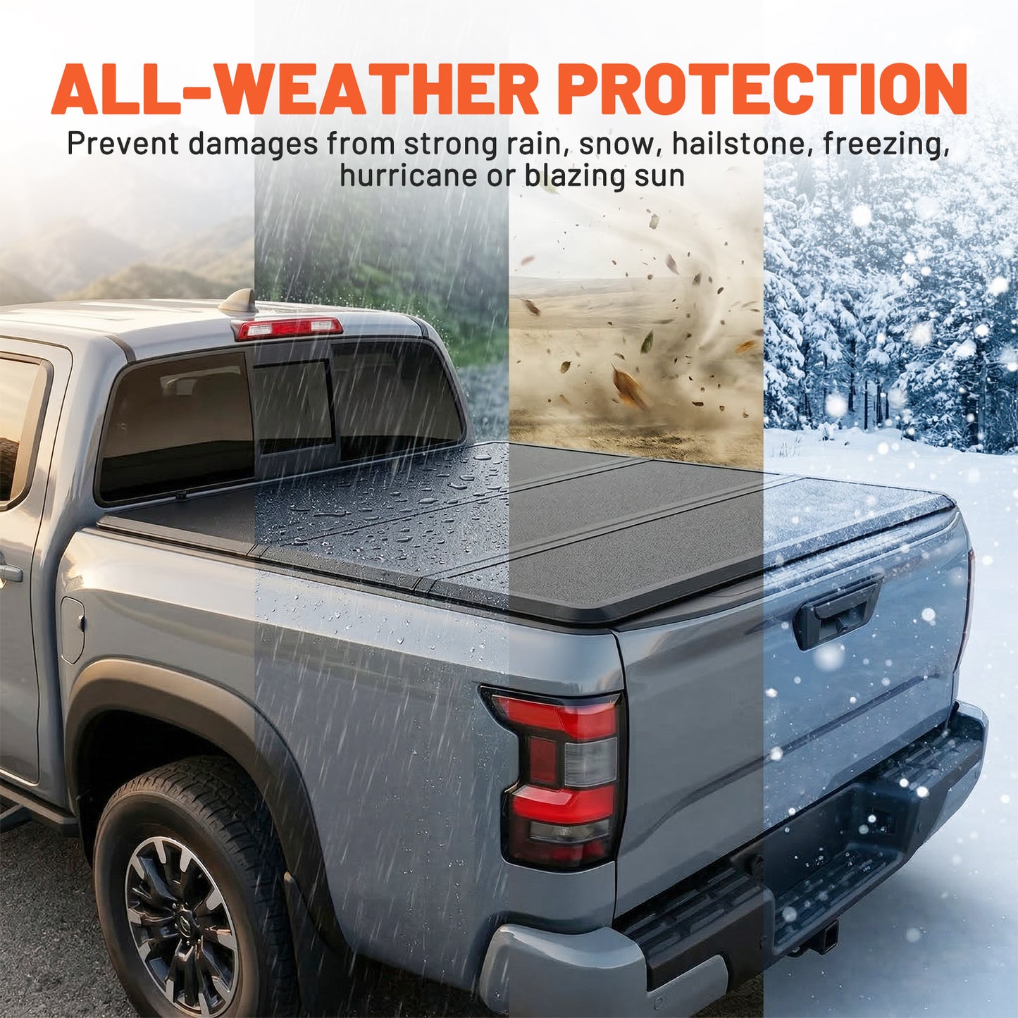 SPEEDWOW 5FT Tri-Fold Hard Truck Bed Tonneau Cover, Truck Bed Tonneau Cover for 2005-2026 Nissan Frontier Waterproof
