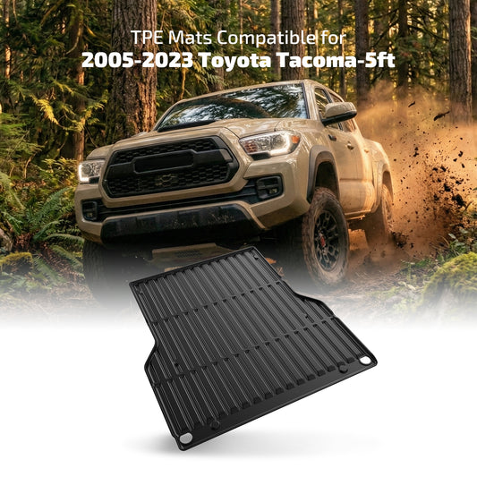 SPEEDWOW Cargo Mat，5FT Waterproof TPE Trunk Bed Mat Fits 2005-2023 Toyota Tacoma Tear-Resistant Heavy-Duty Rubber, Non-Slip Protection