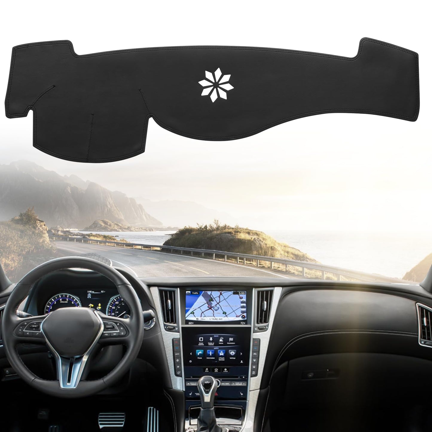 SPEEDWOW Premium PU Leather Look Dashboard Cover Mat Carpet Precise Fit for 2008 - 2015 Infiniti G25/G35/G37/Q40/Q60